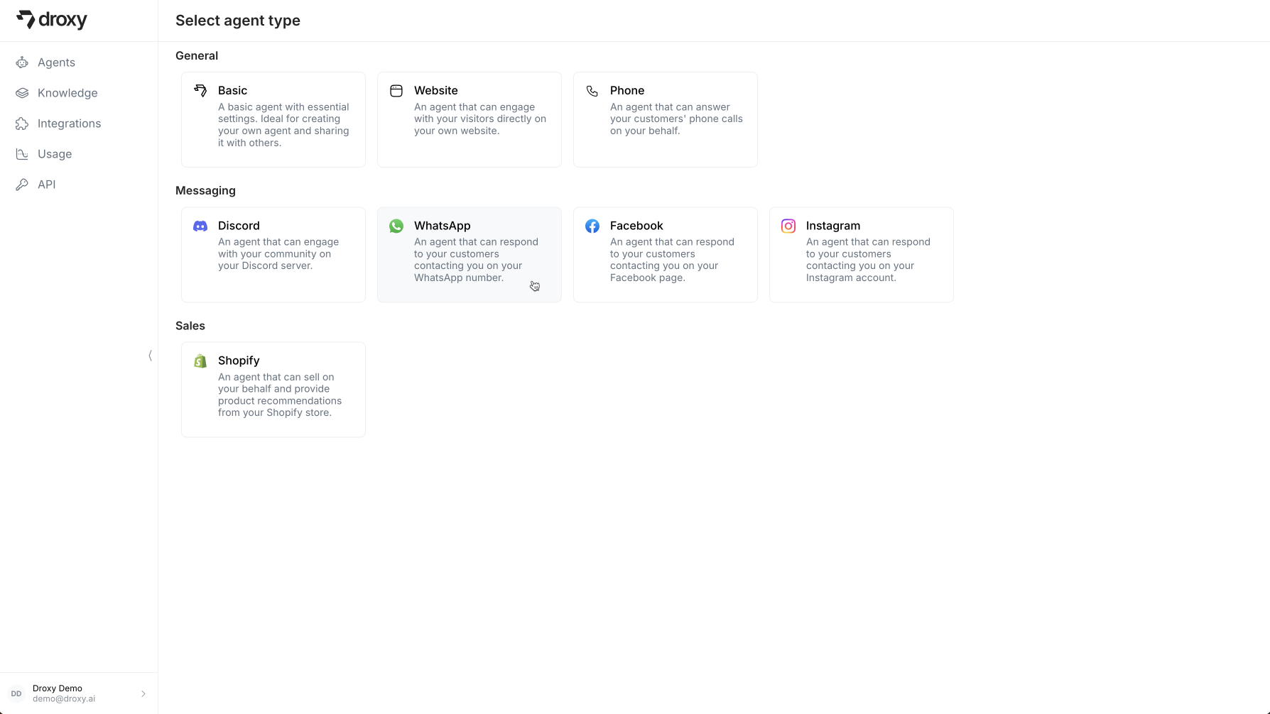 Select WhatsApp Agent