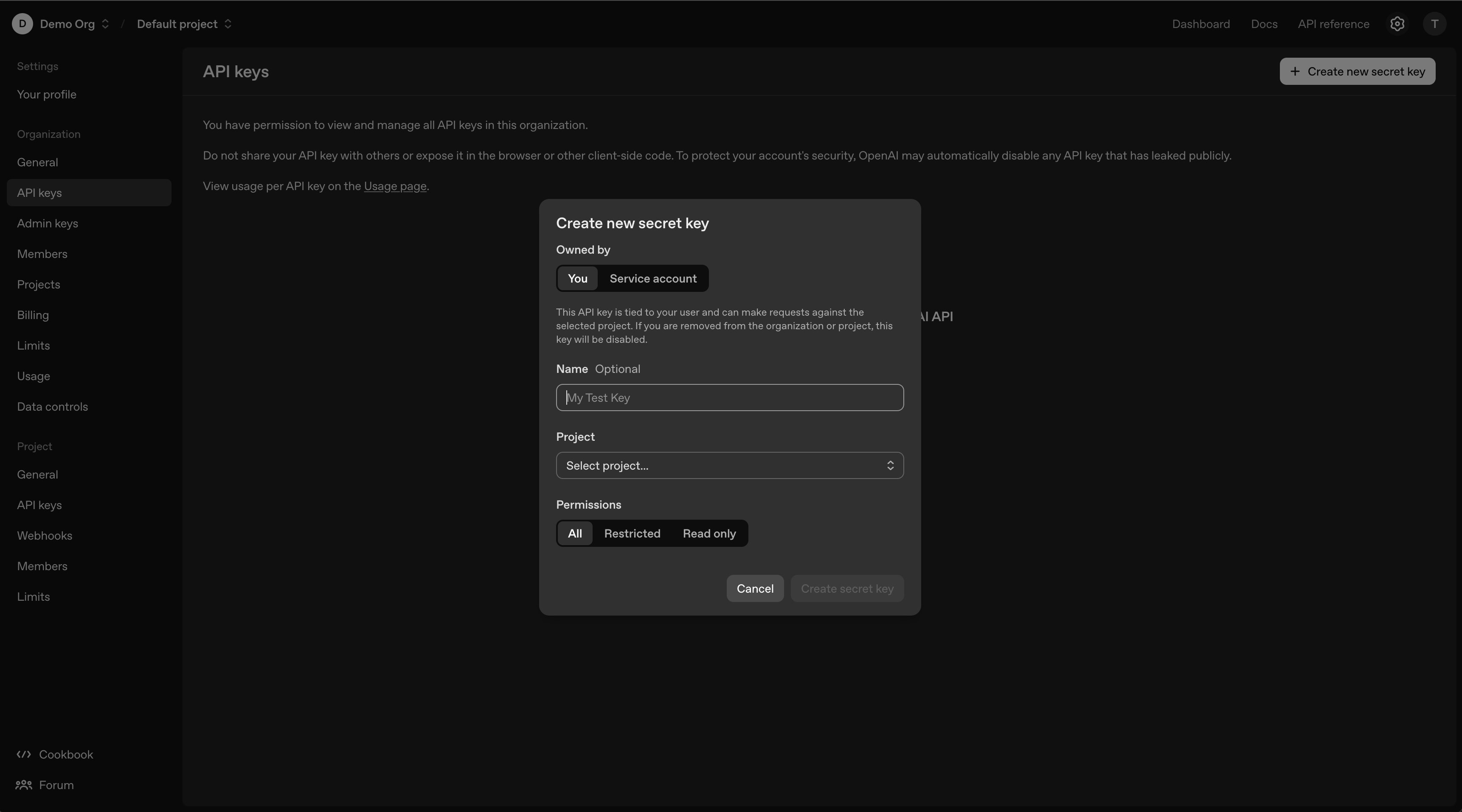 Create OpenAI API Key