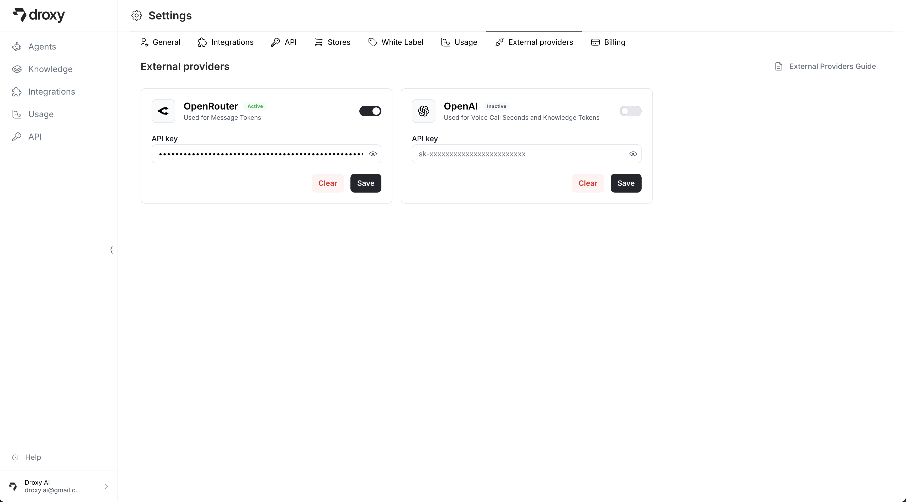 Activate OpenRouter Key in Droxy