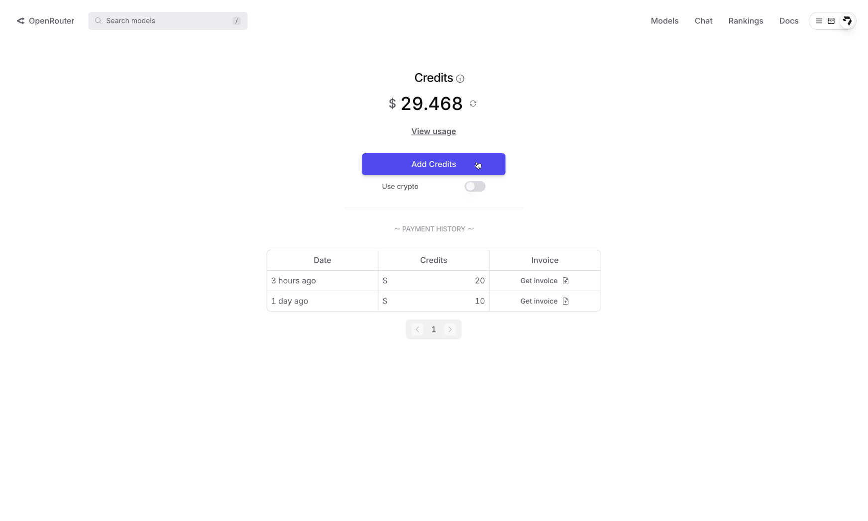 OpenRouter Credits Page