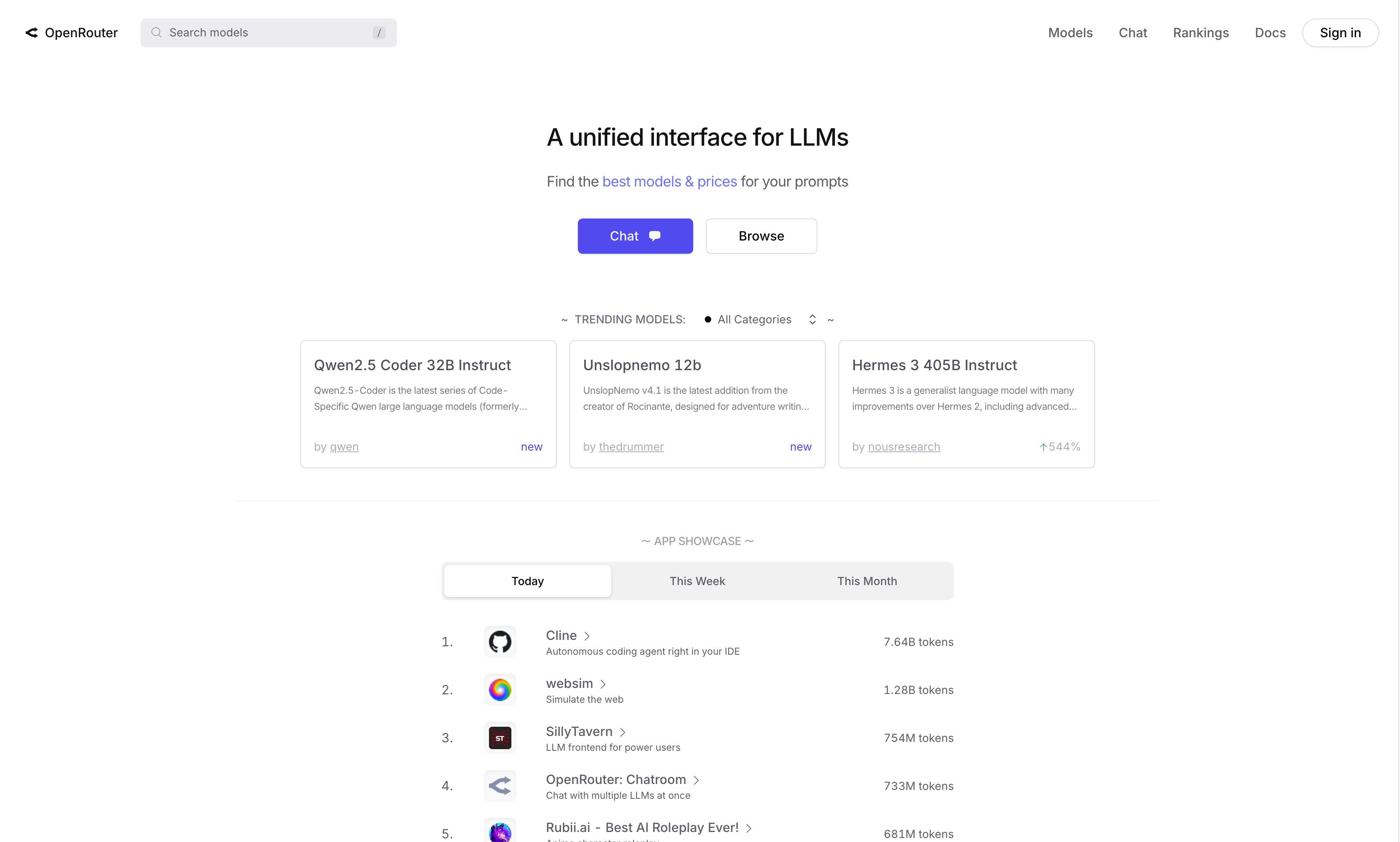 OpenRouter Landing Page