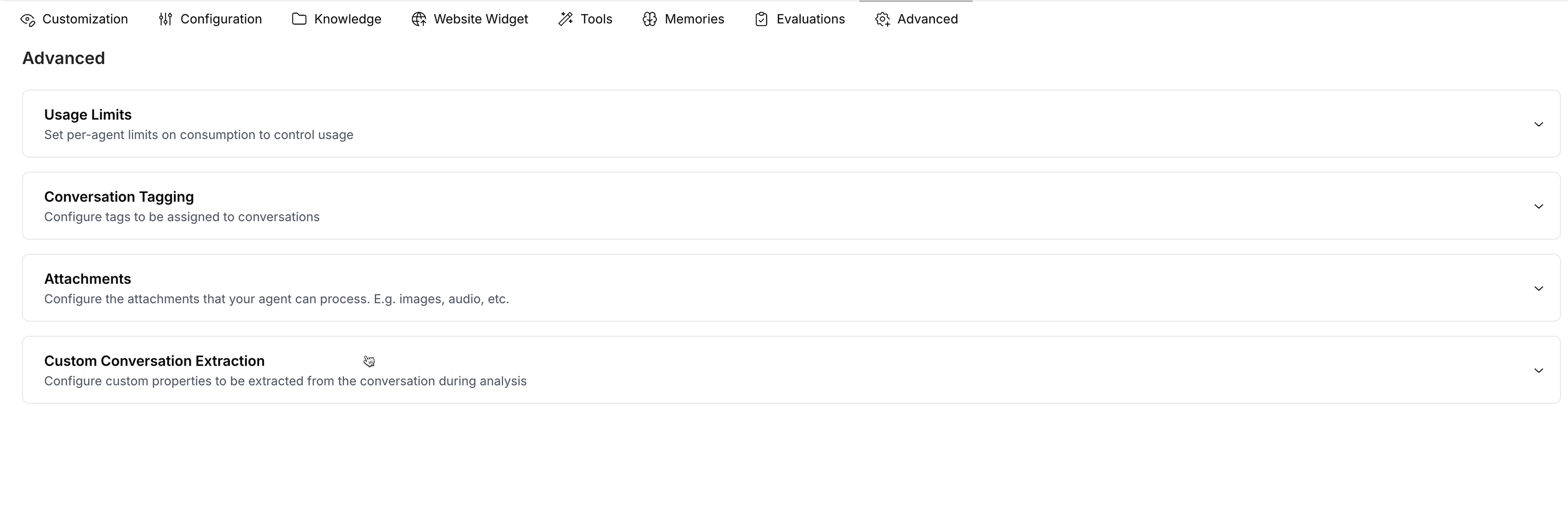 Custom Conversation Extraction Configuration