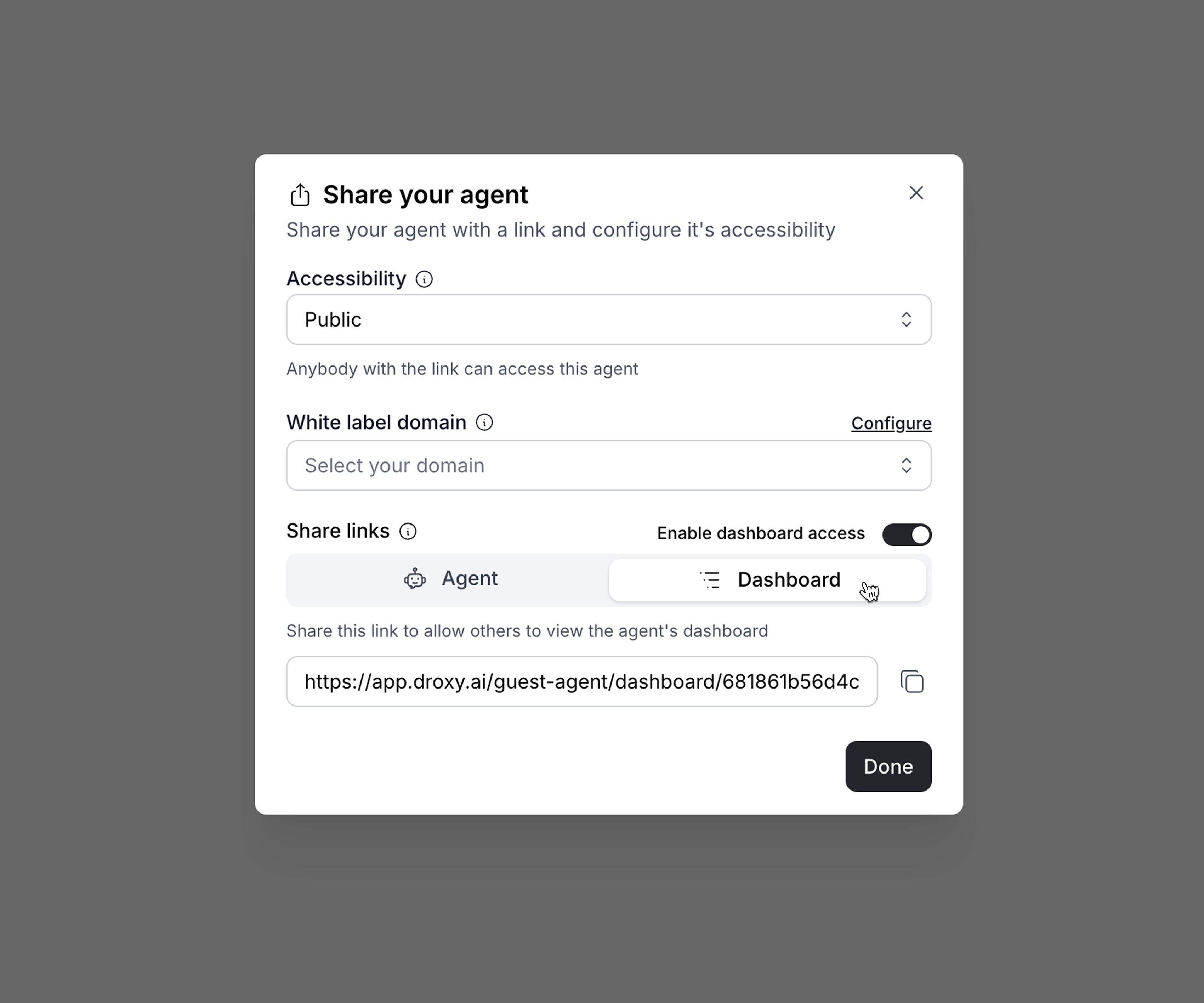 Share Dashboard Toggle Link