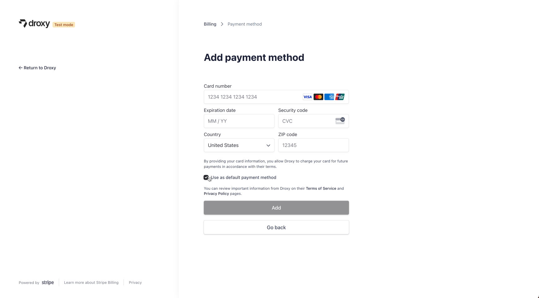 Set Default Payment