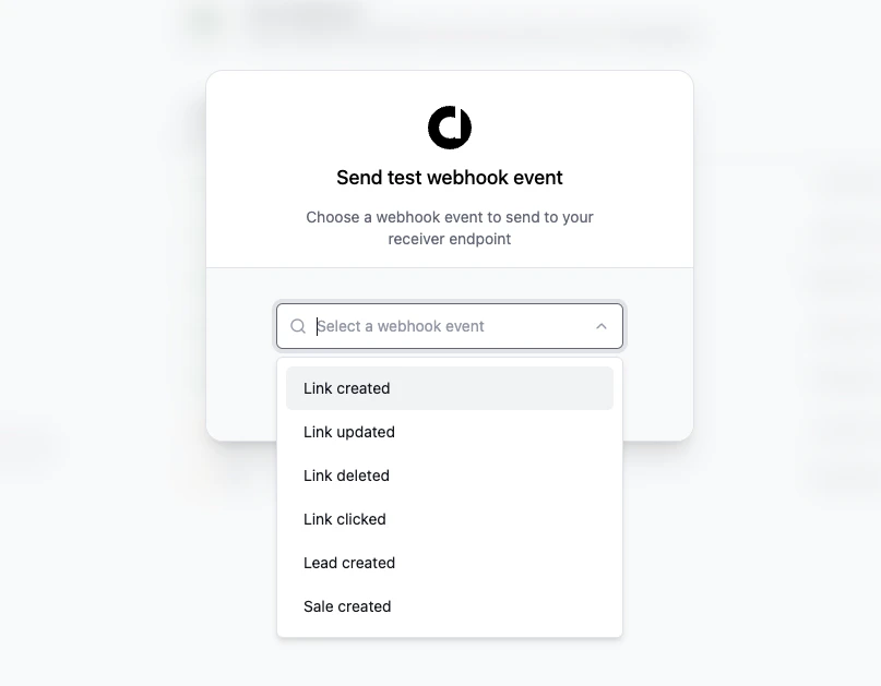 Send Test Event Modal