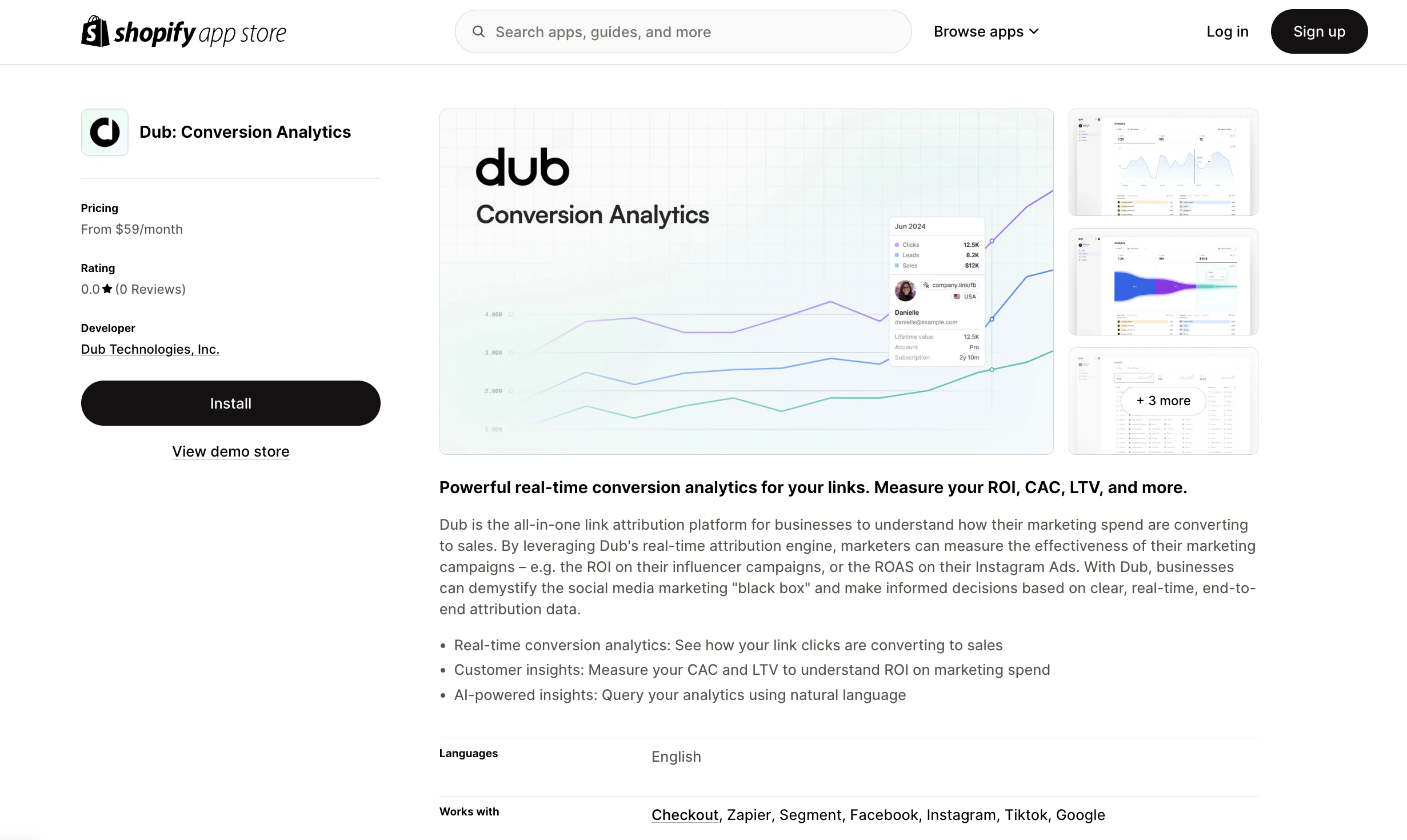 The connection status in the Dub app