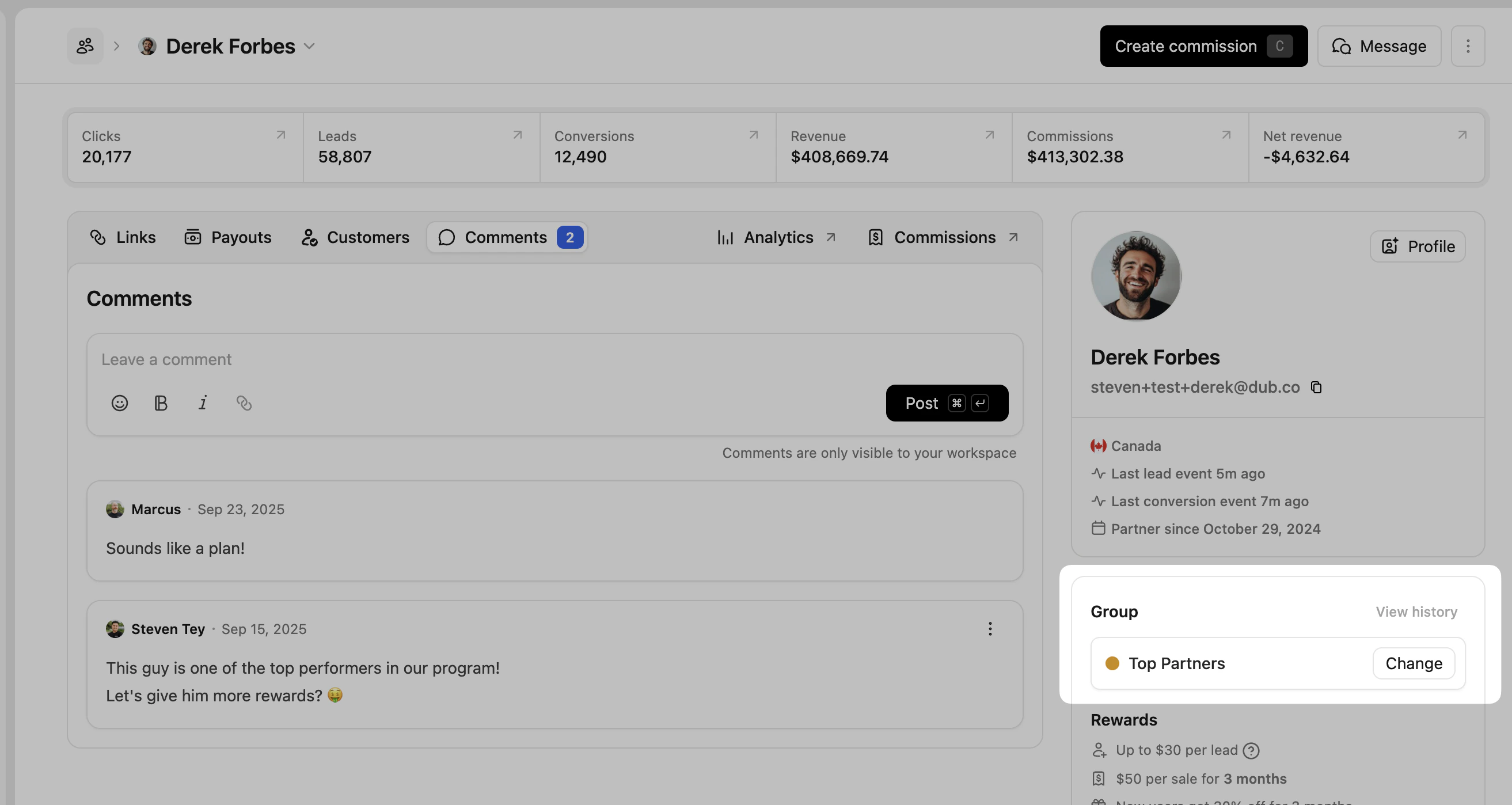 Partner profile page group