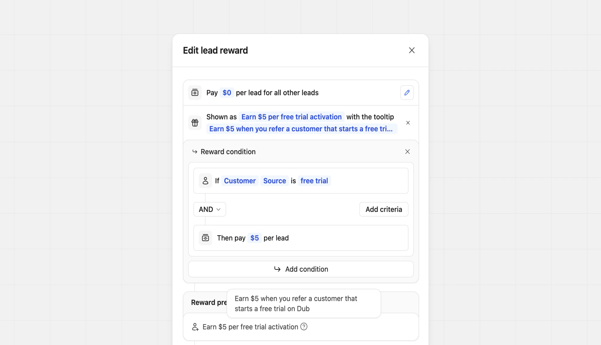 The lead reward free trial condition