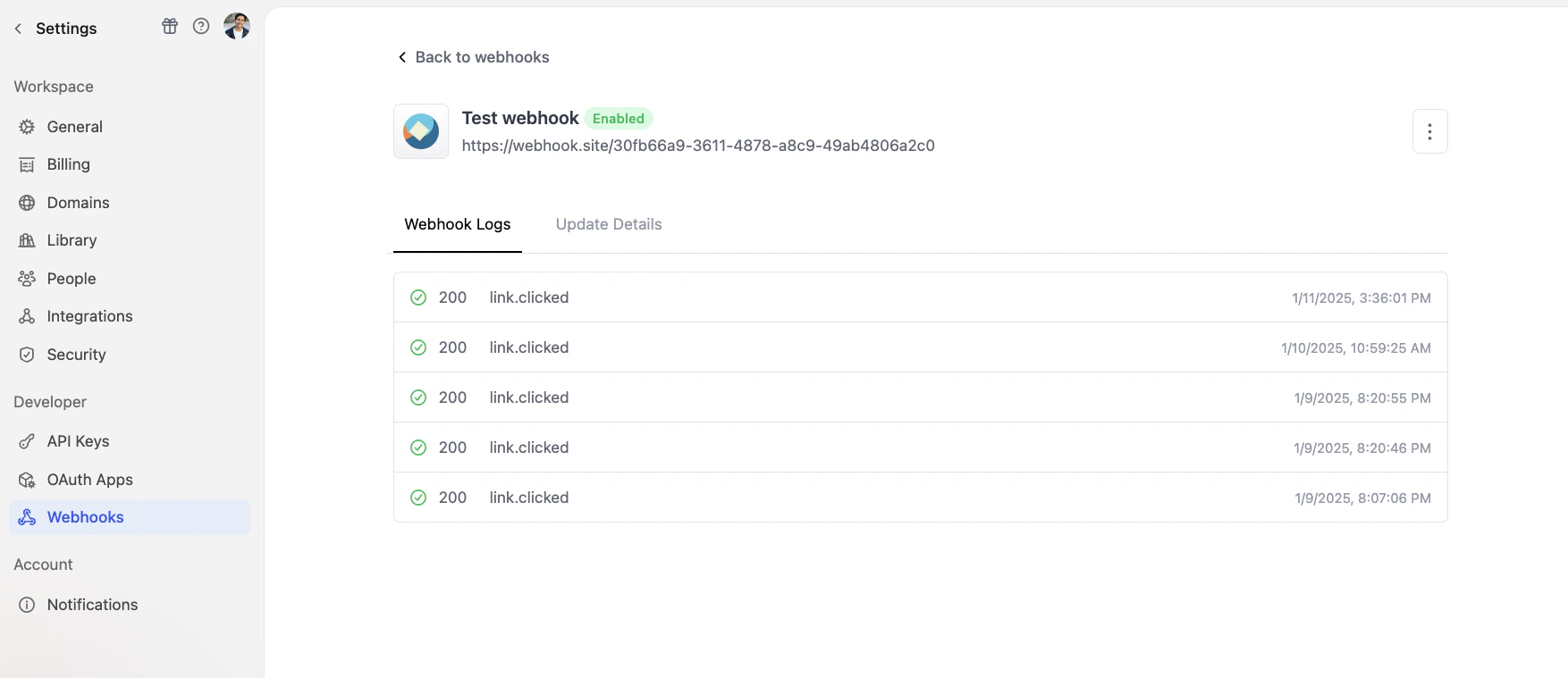 Webhook Event Logs