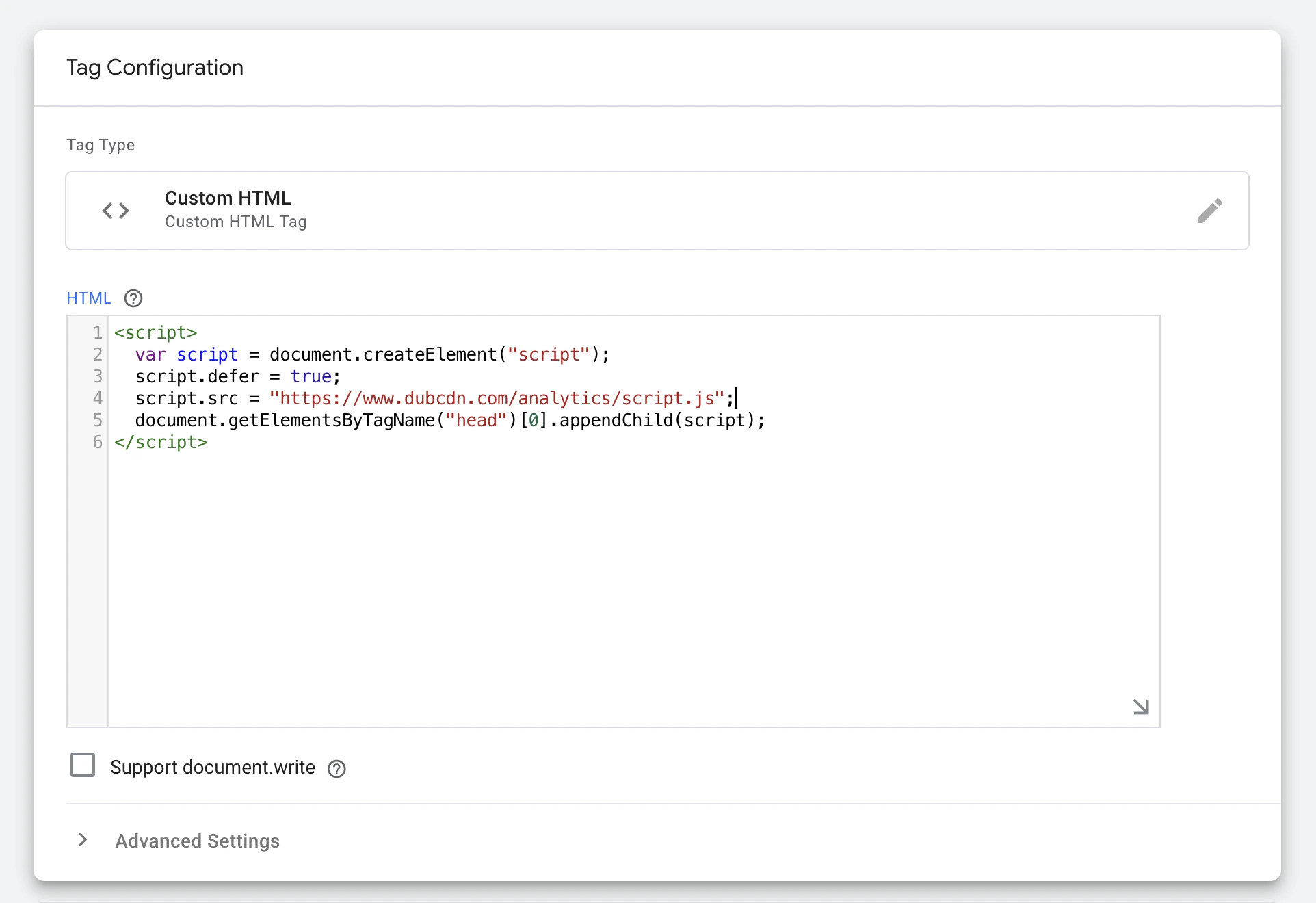 Add dub analytics script