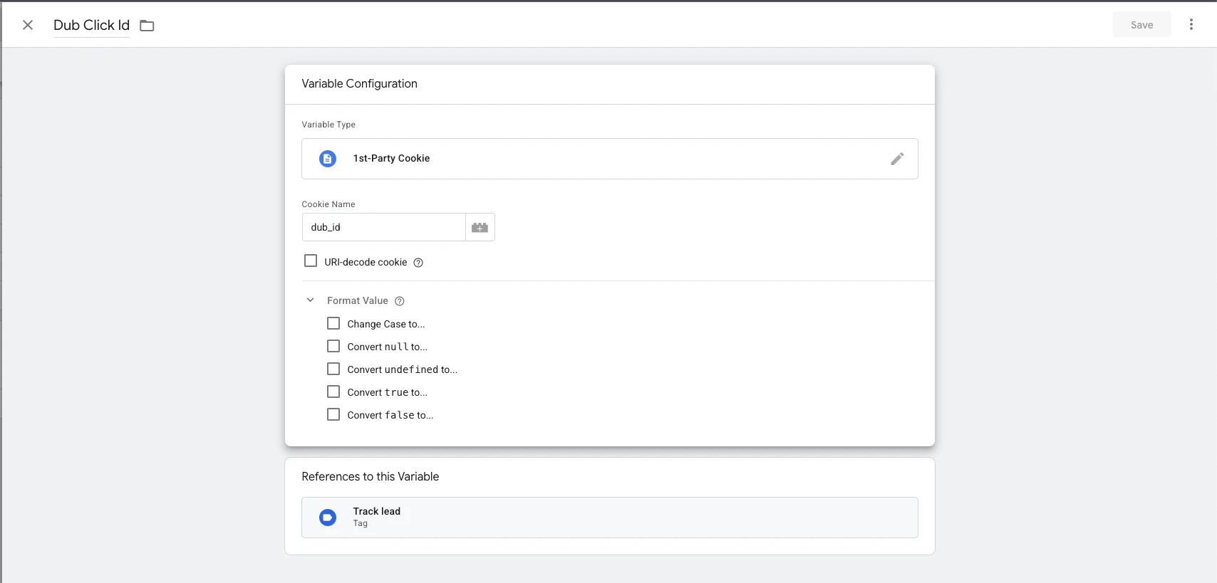 GTM Dub ID Cookie Variable