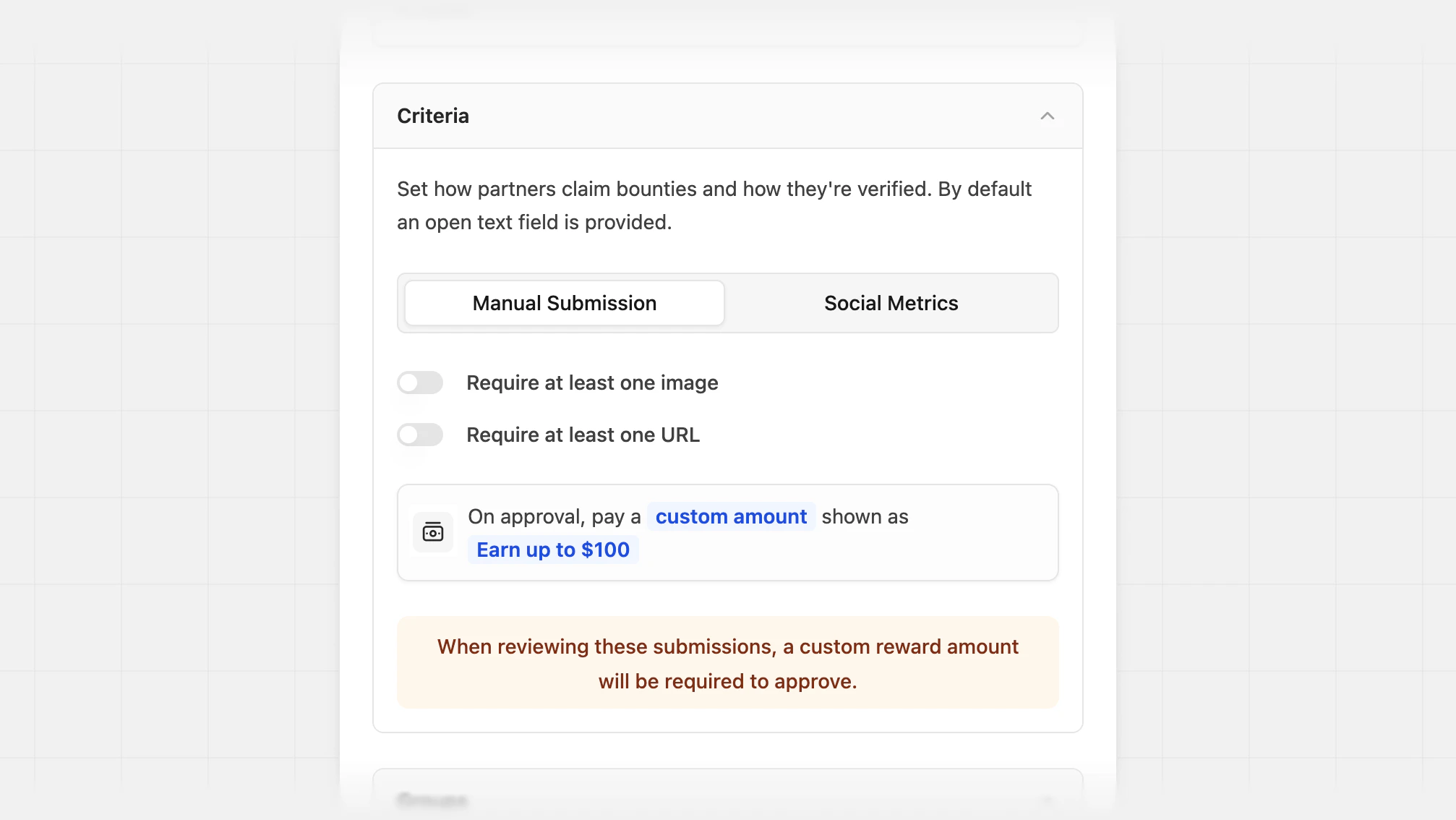 Create submission bounty