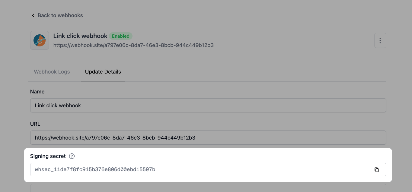 Webhook signing secret