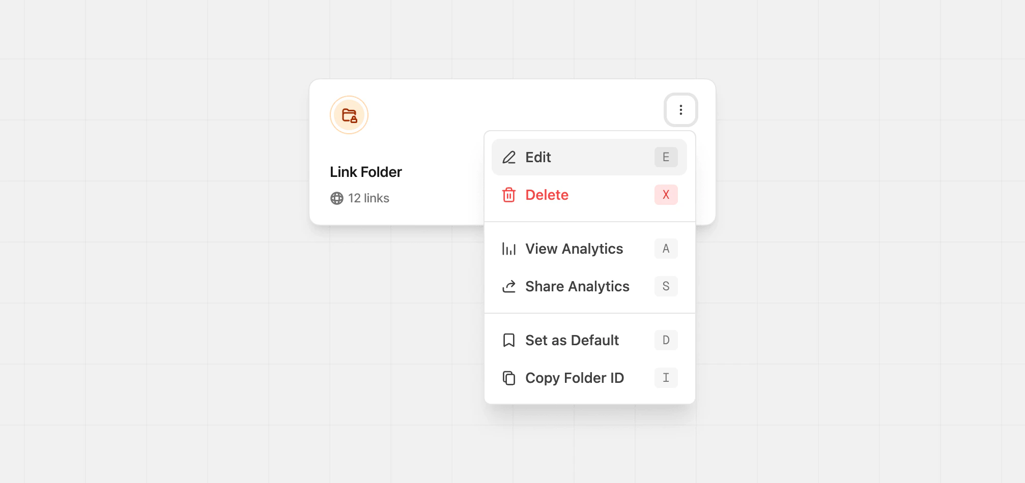 Folders dropdown