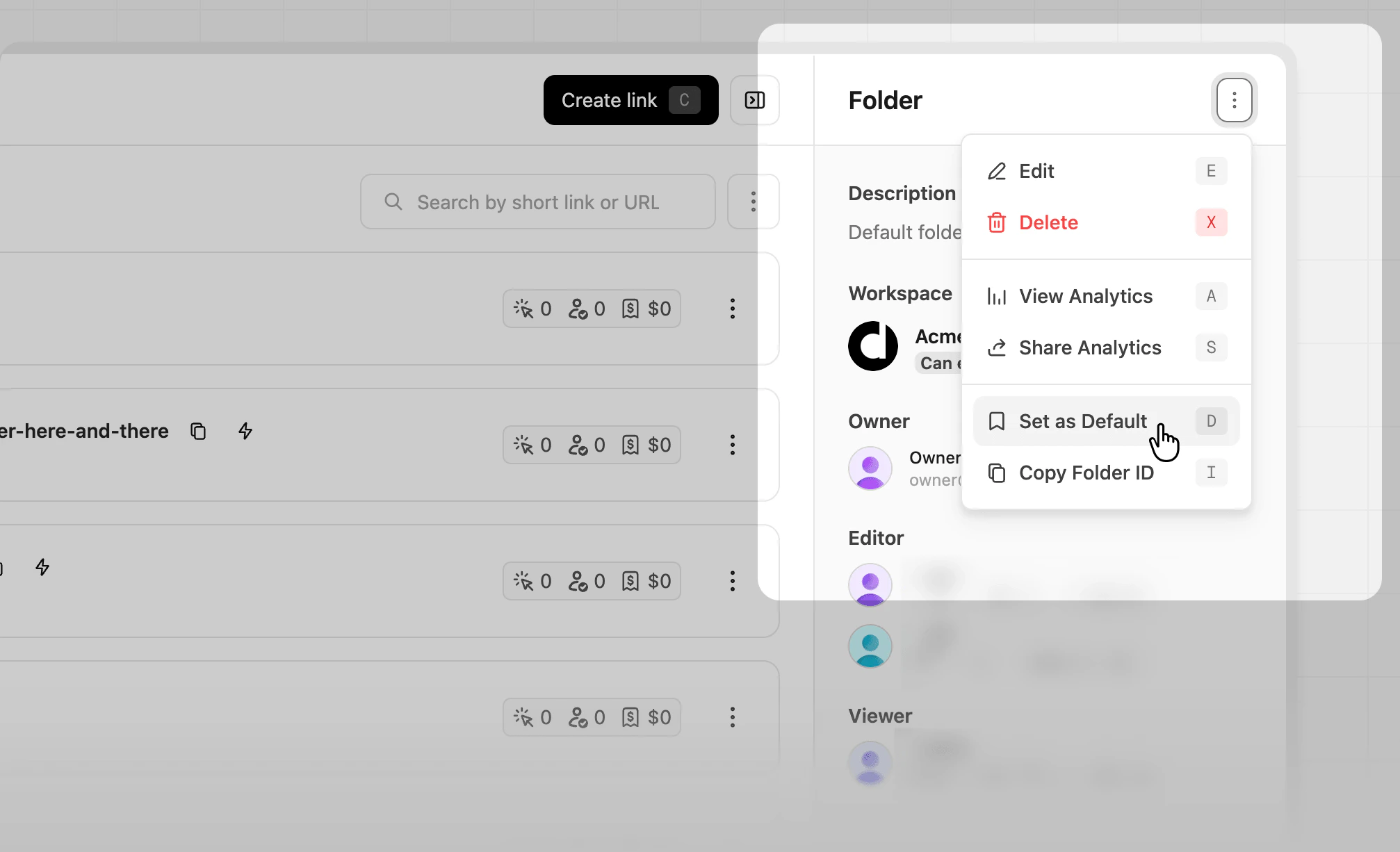 Set default folder