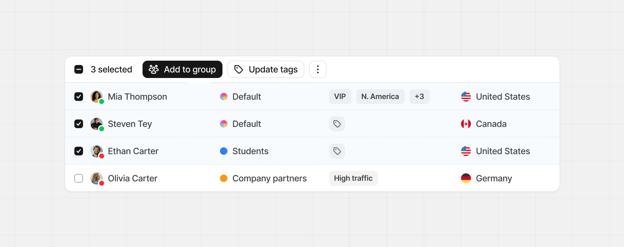 Bulk editing partner tags in the partner table