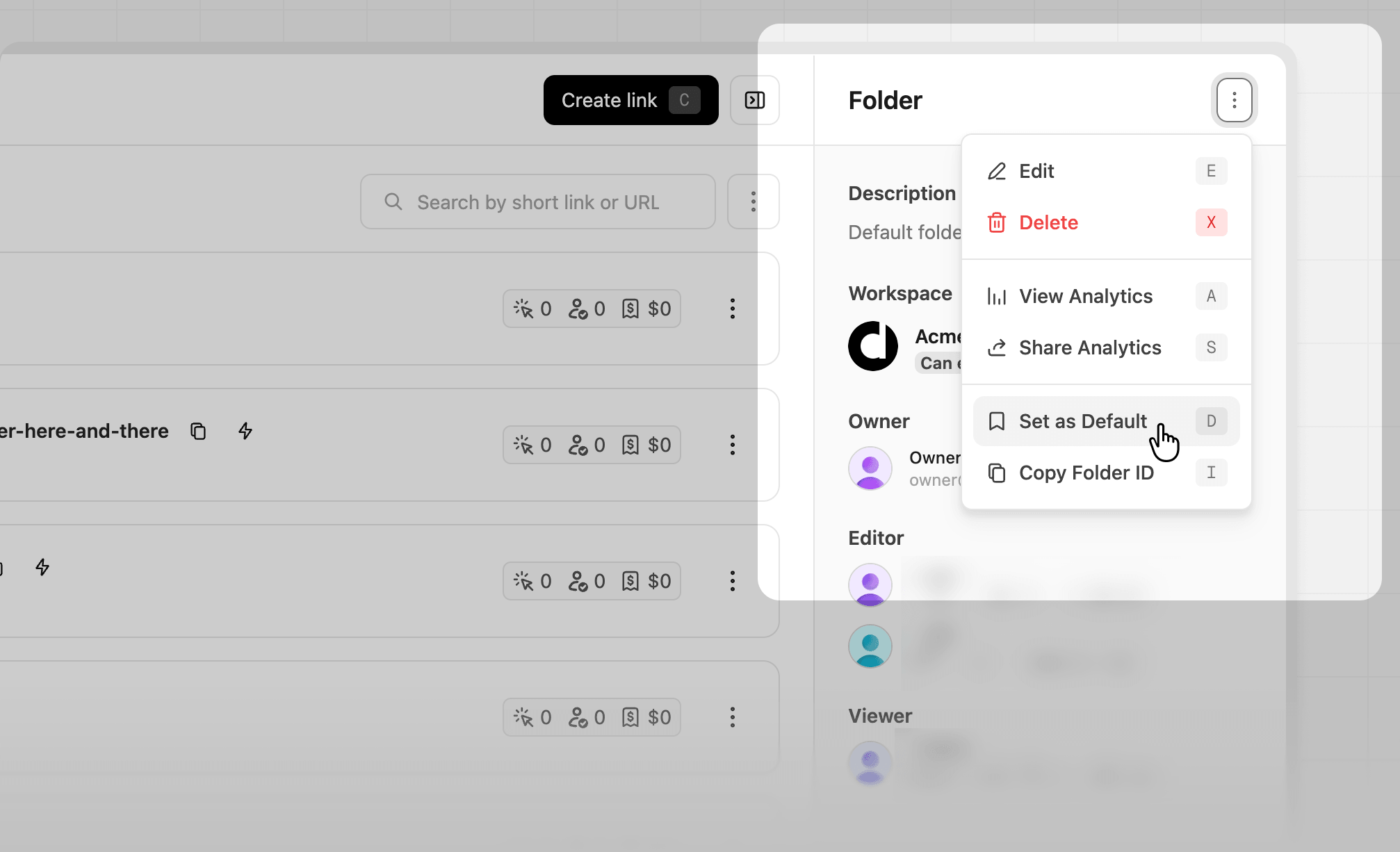 Set default folder