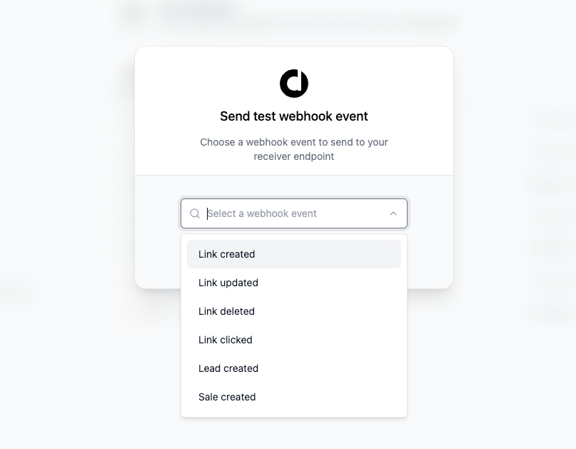 Send Test Event Modal