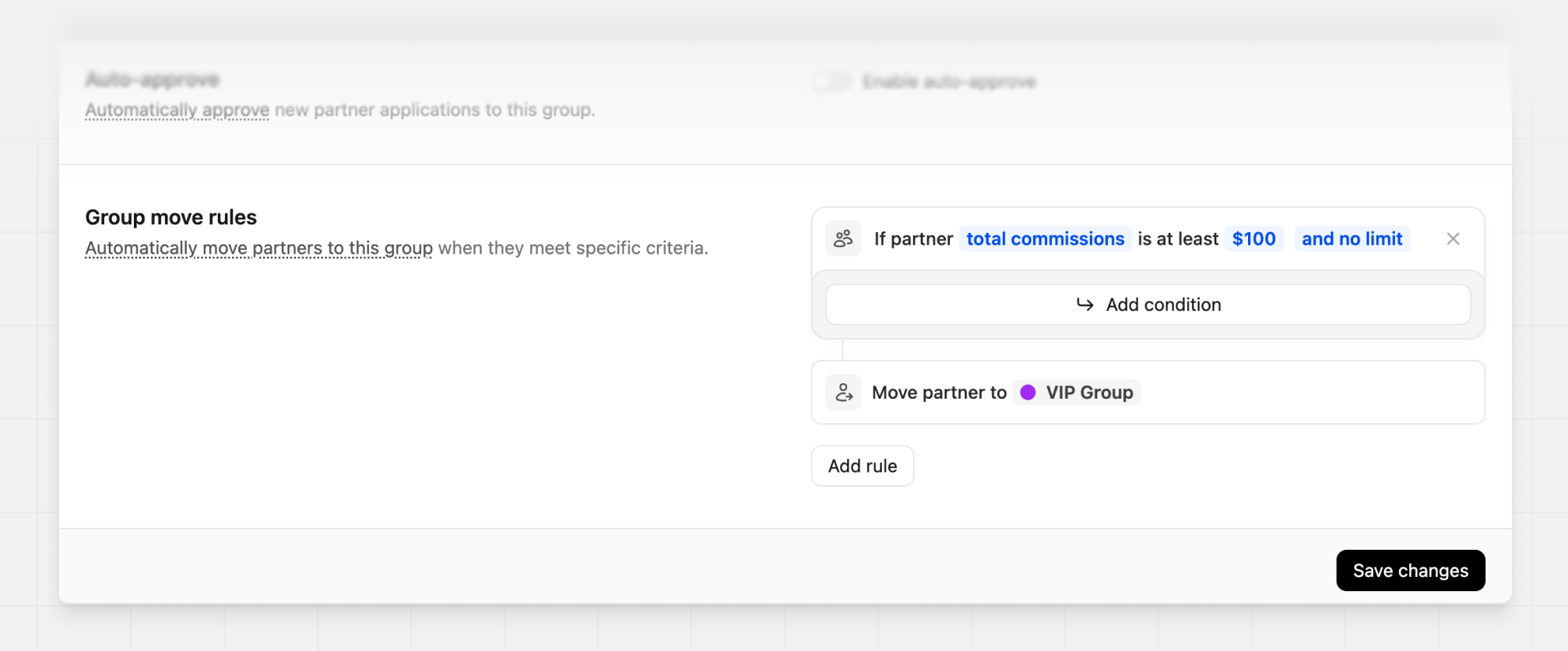 Example group move settings