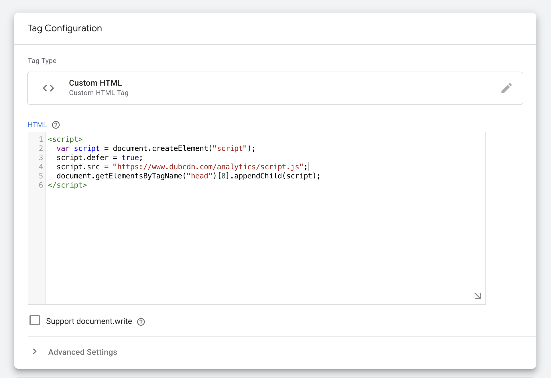 Add dub analytics script