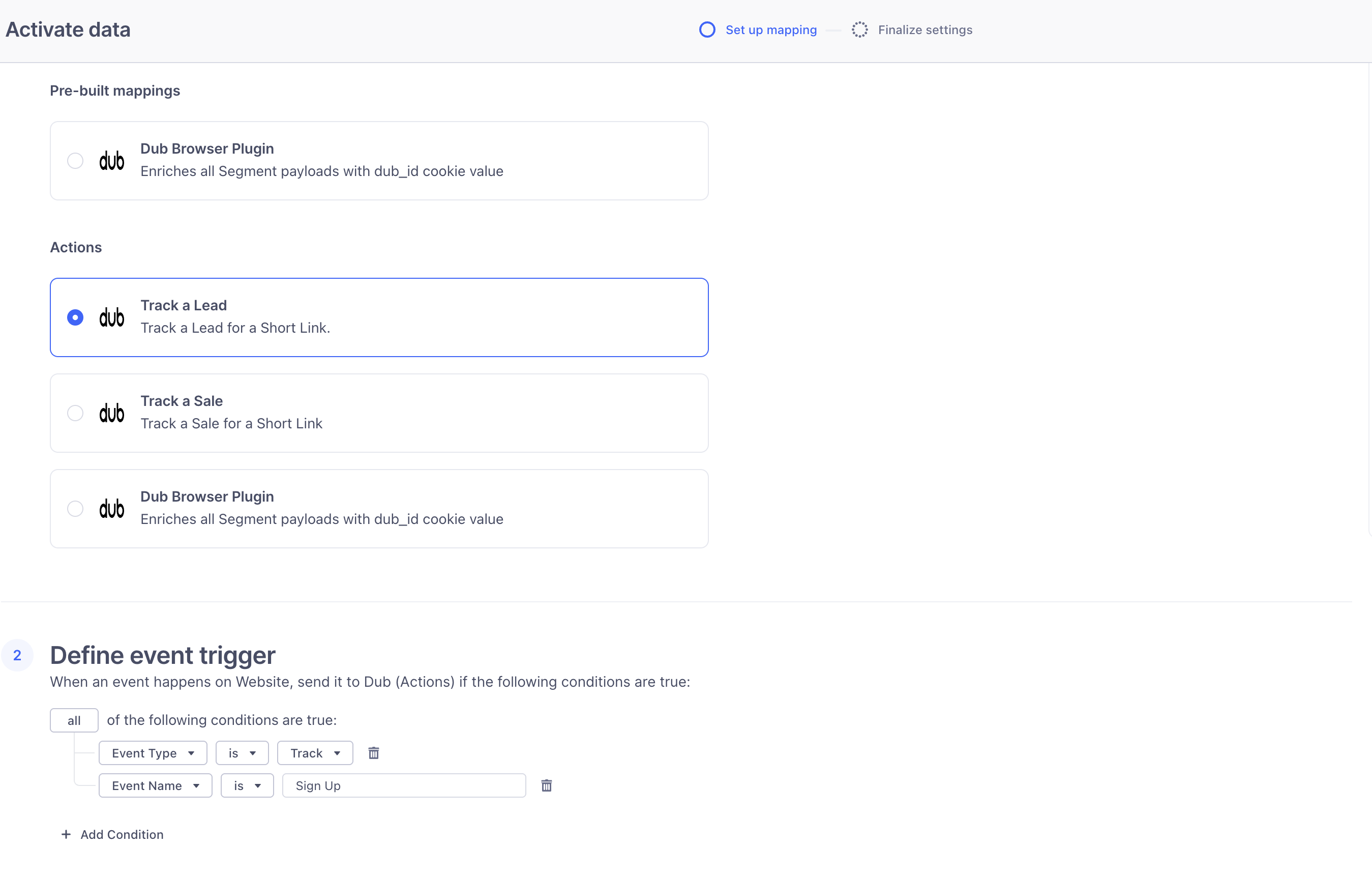 Segment Dub (Actions) Mapping