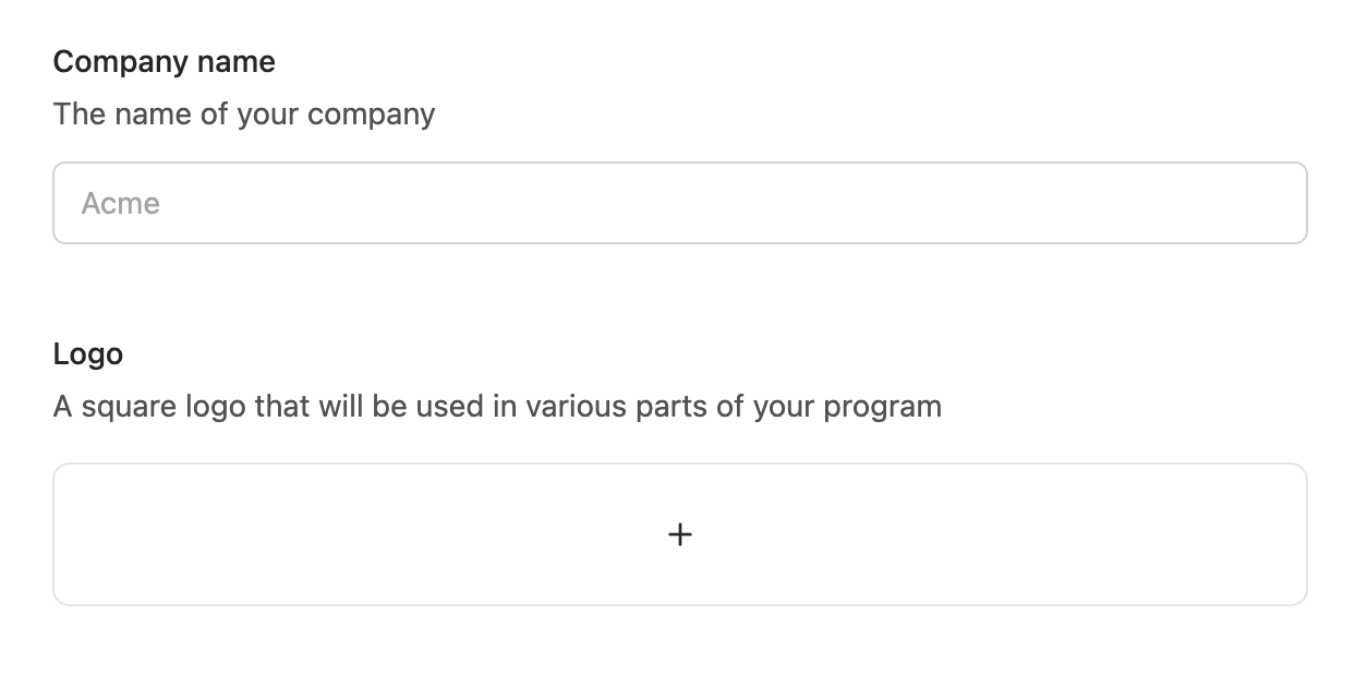 Program basics - company name and logo