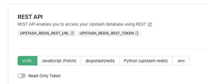 Upstash Redis tokens