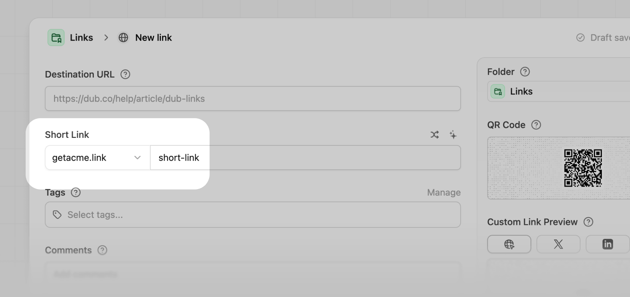 Primary domain in the Dub link builder