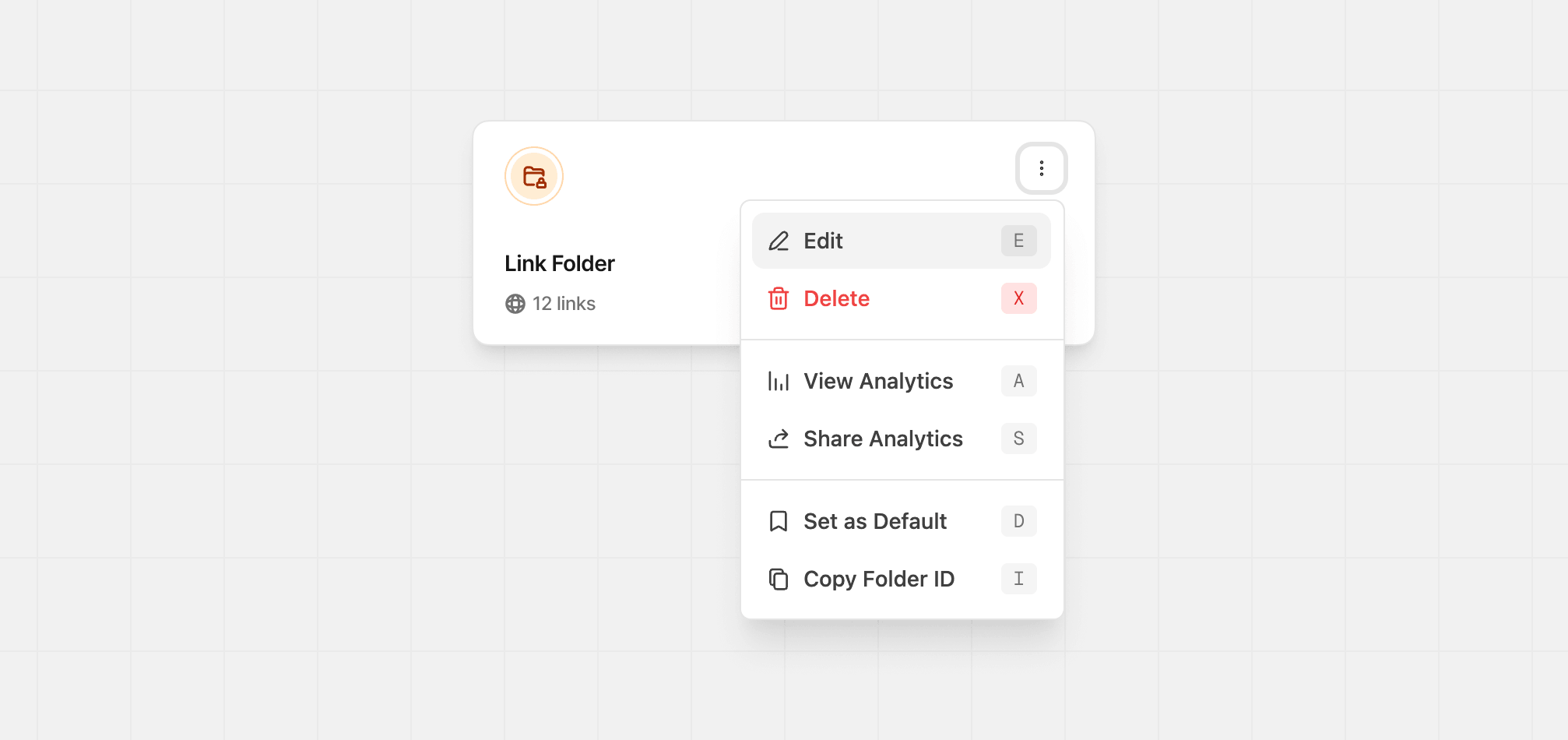 Folders dropdown