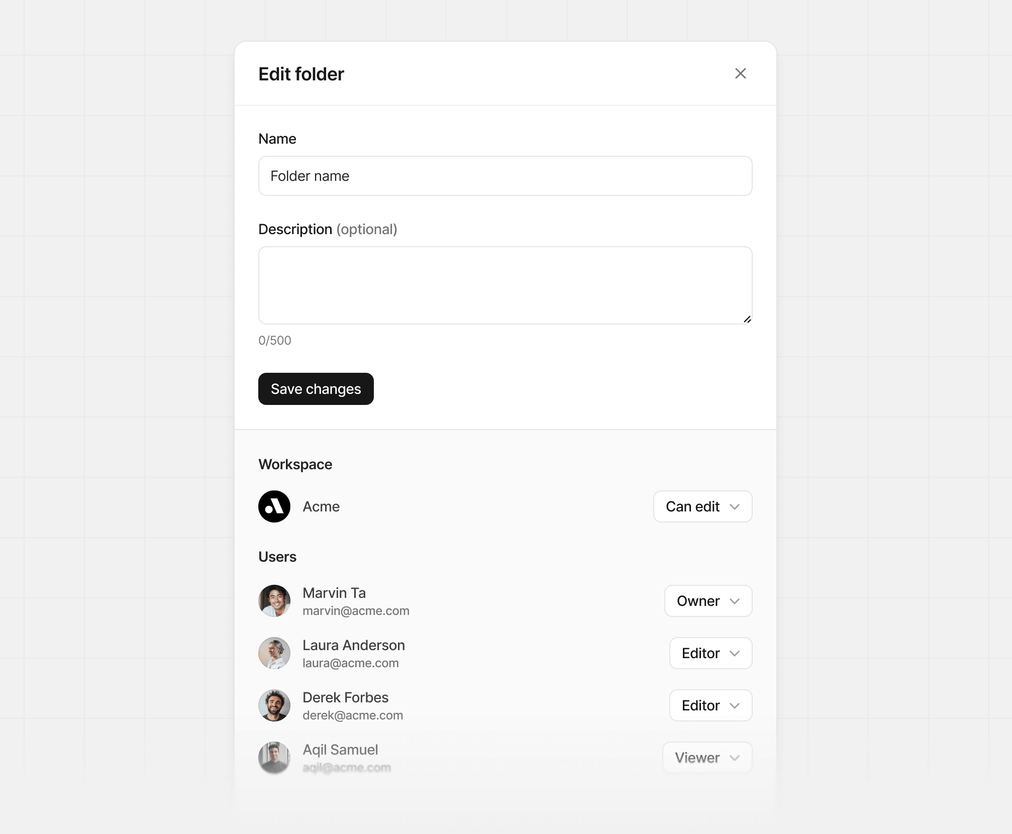 Folders member option