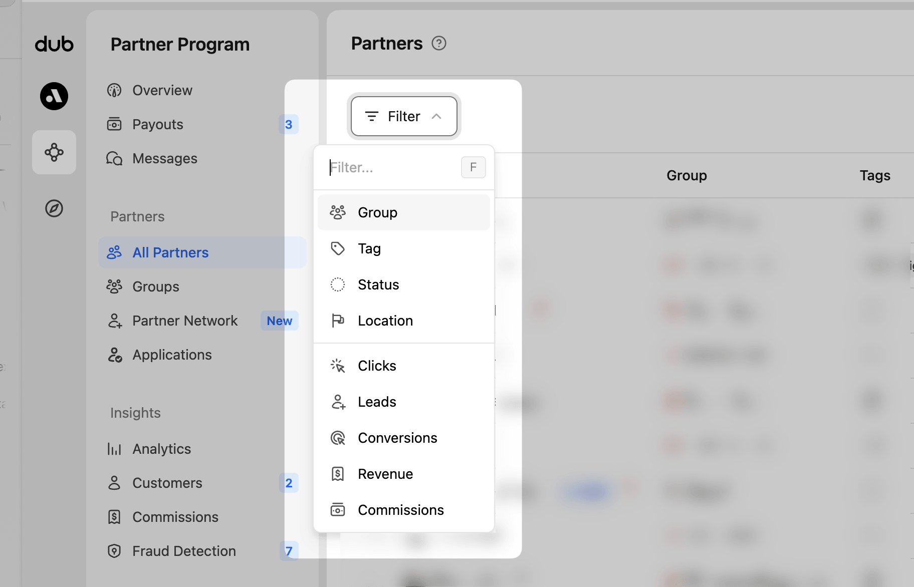 Partner filters