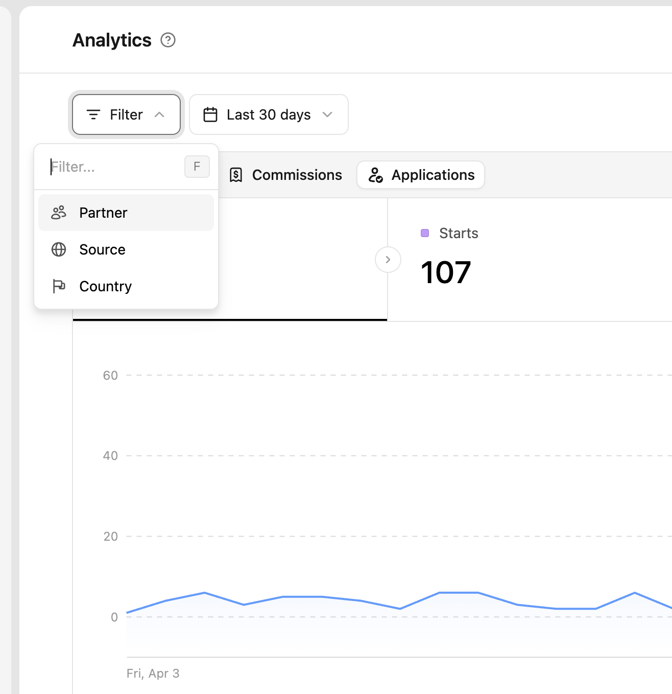 Filtering application analytics
