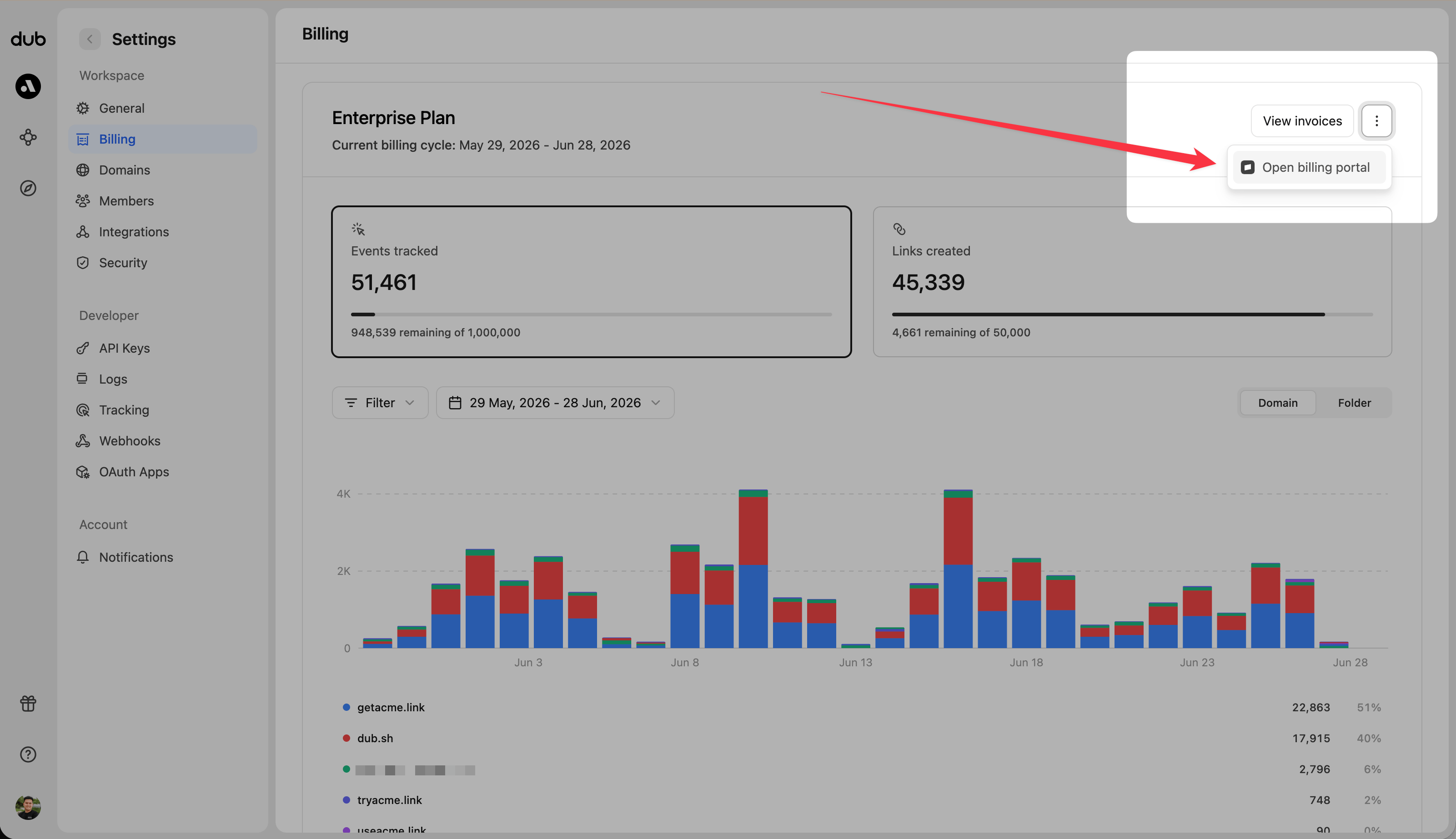 Open billing portal