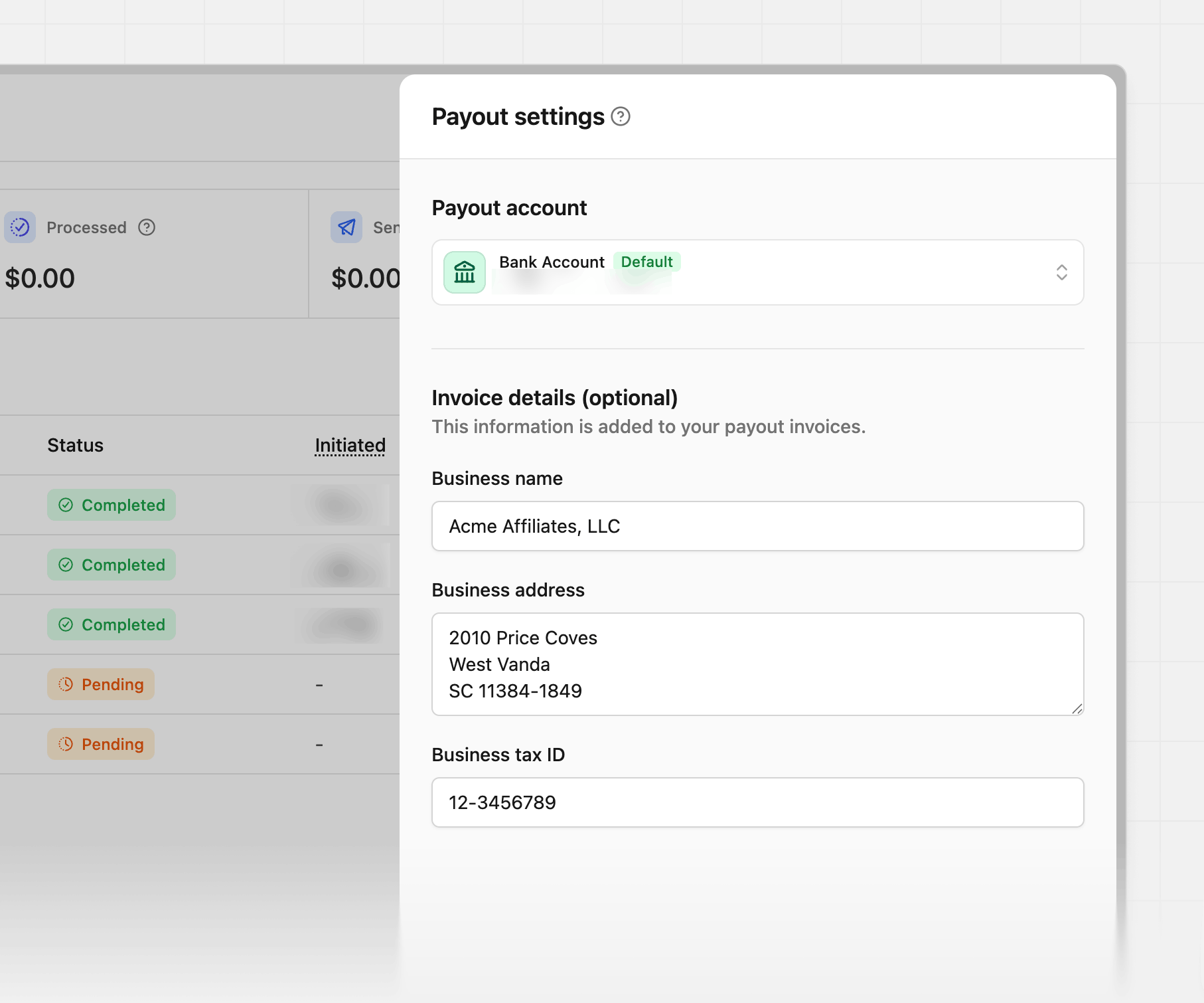 partner invoice settings