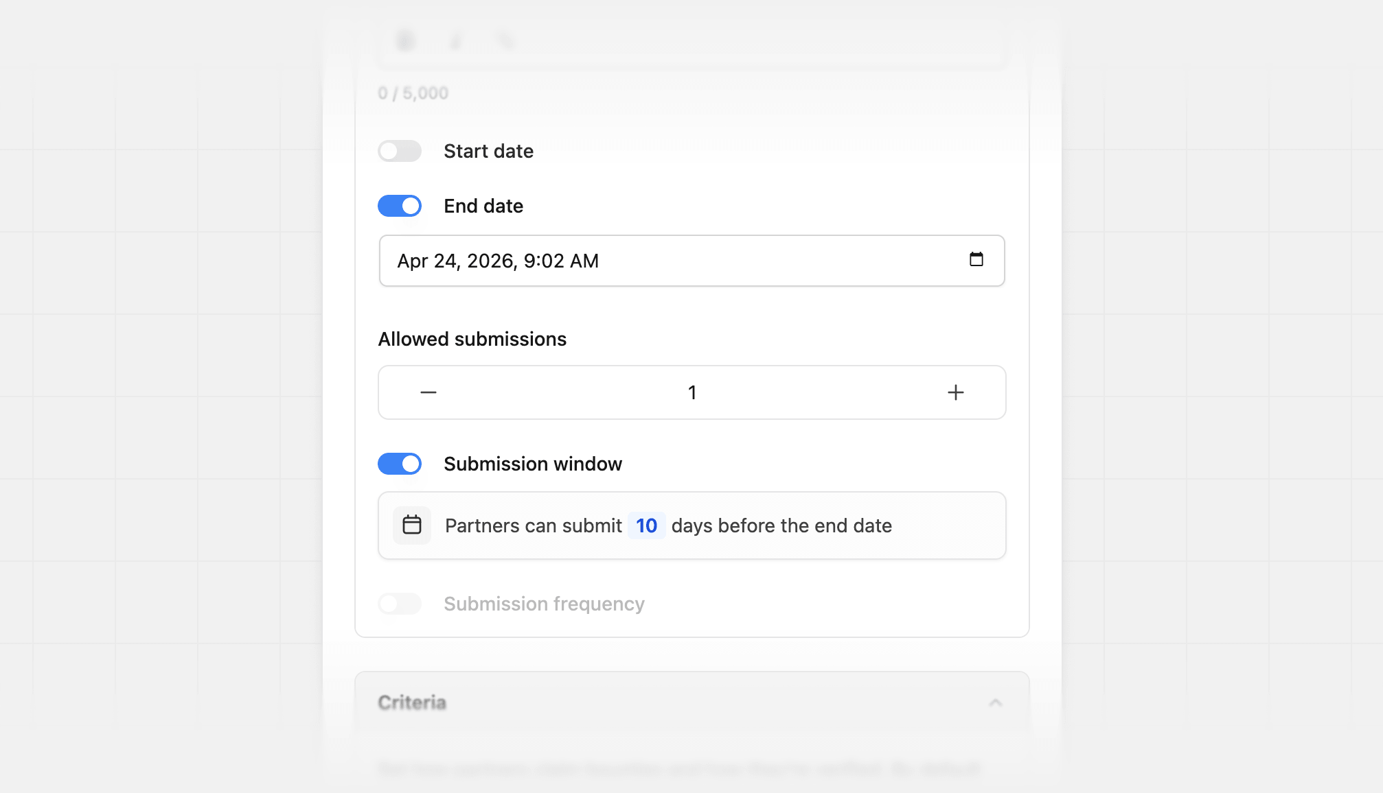 Submission window