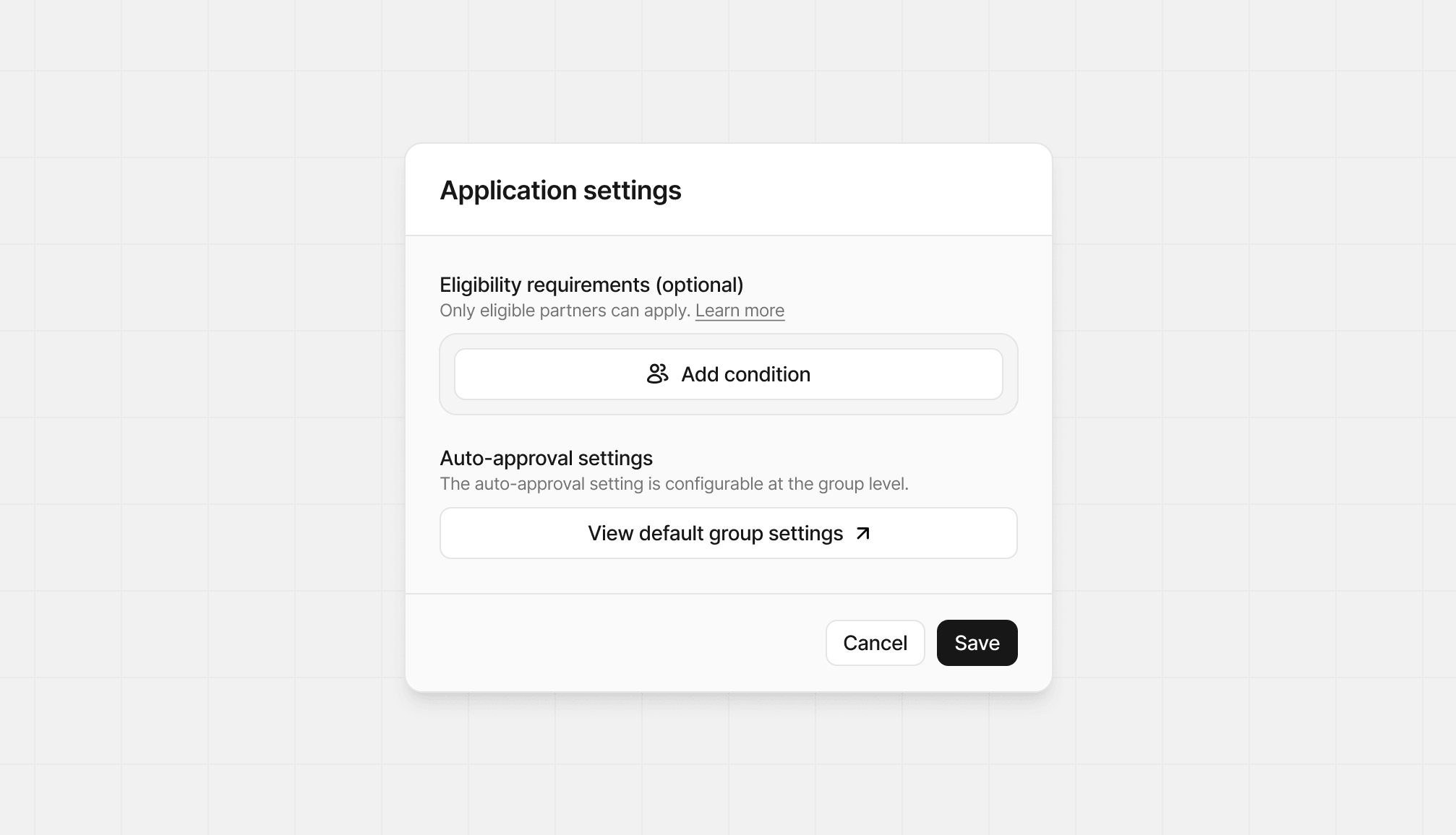 Application settings button