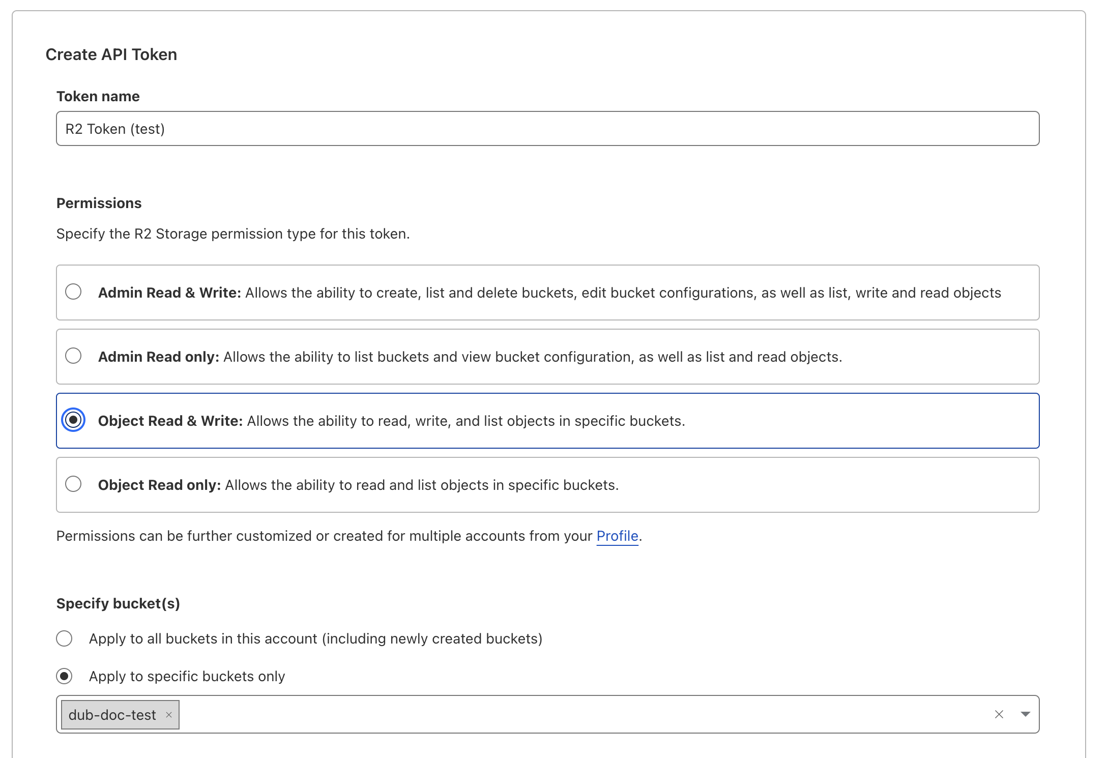 Cloudflare R2 API token