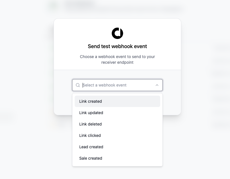 Send Test Event Modal