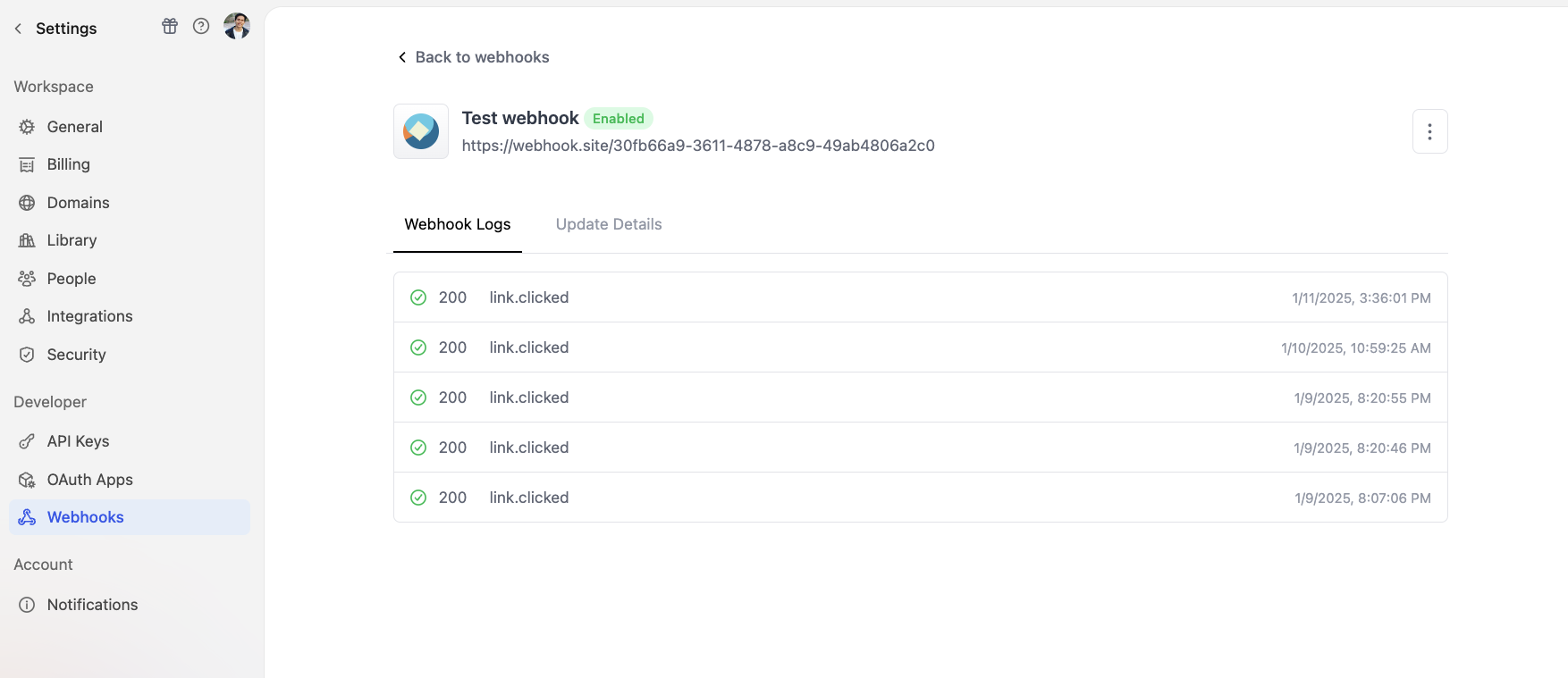 Webhook Event Logs