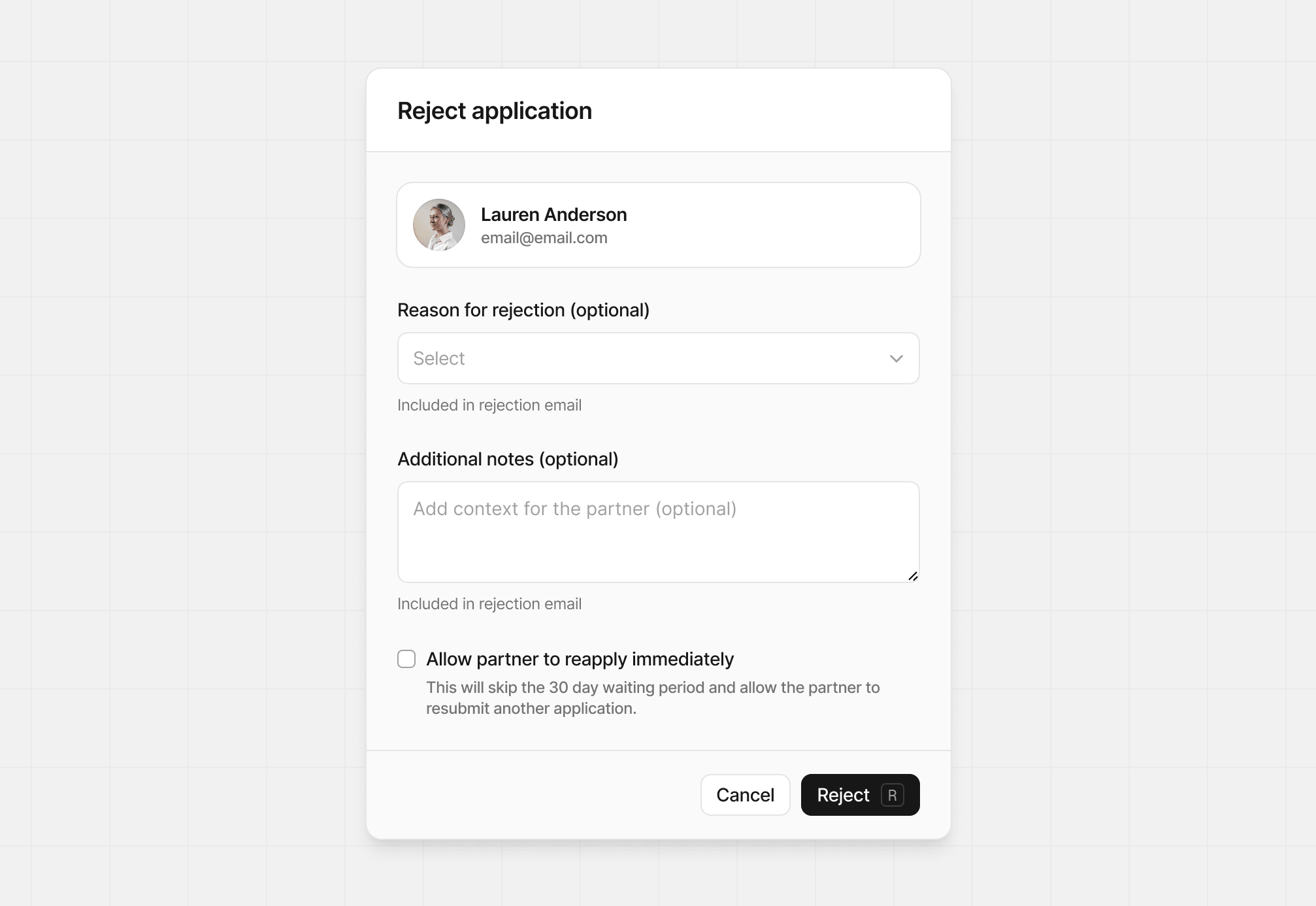 Reject application