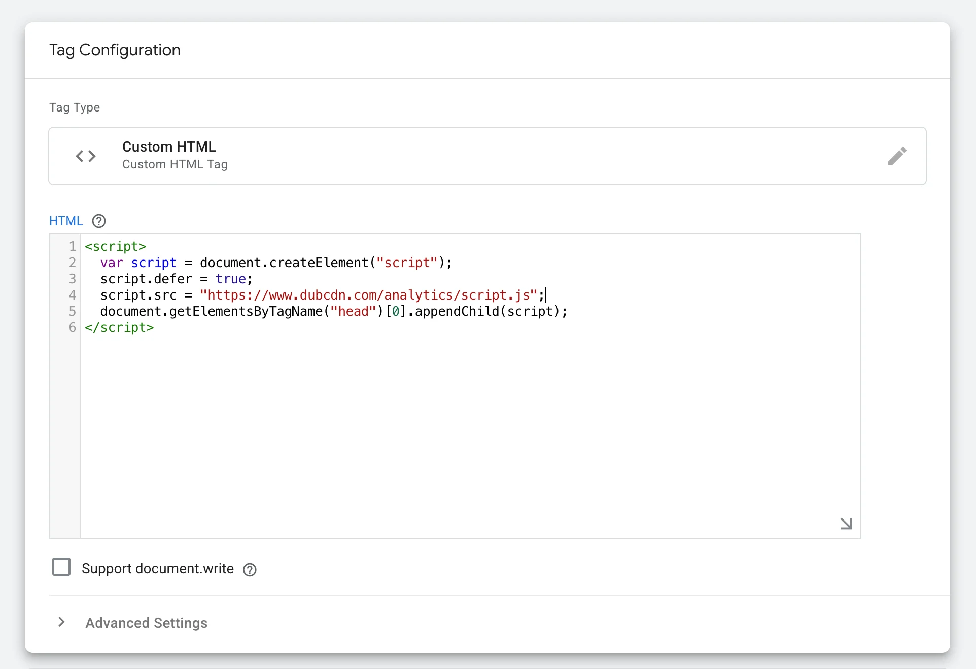 Add dub analytics script