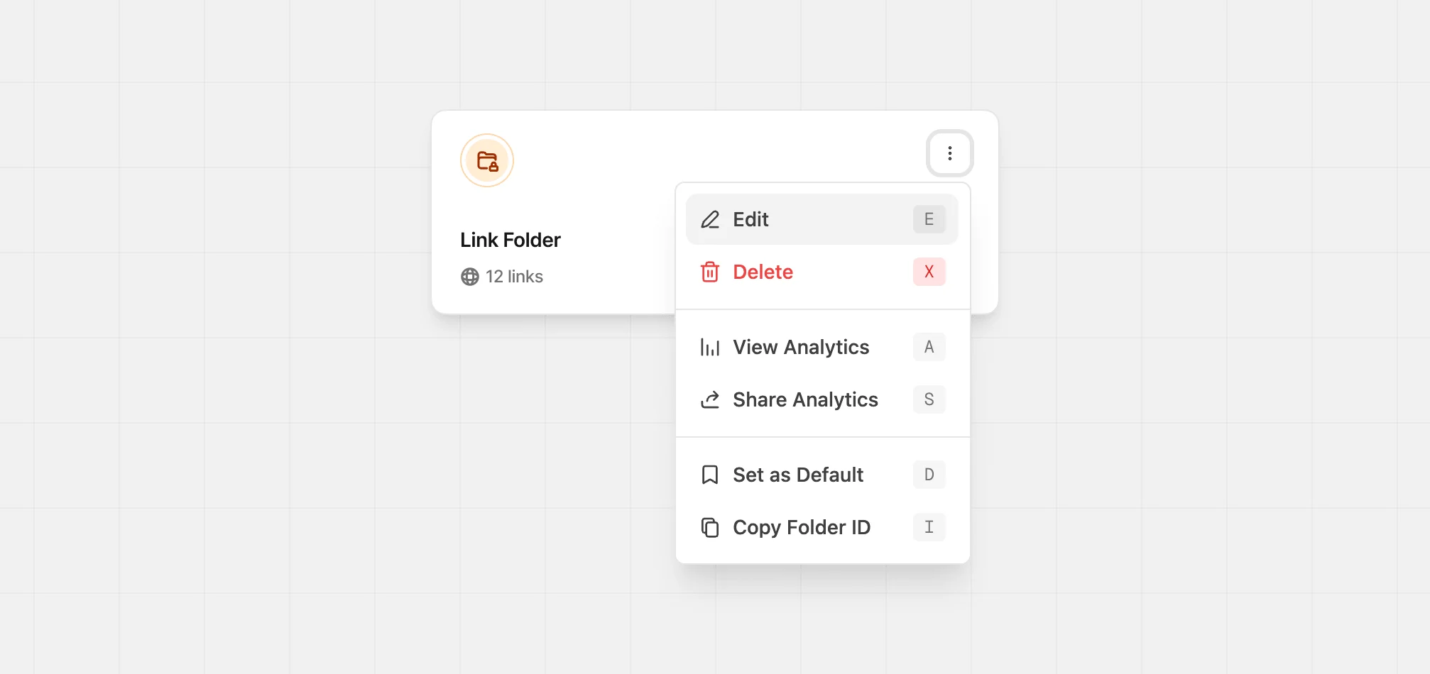 Folders dropdown