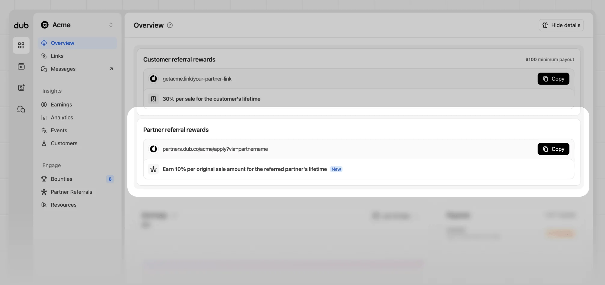 Partner referrals view