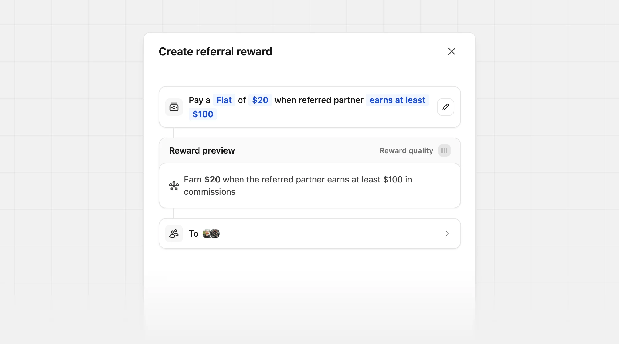 Referral reward earns at least