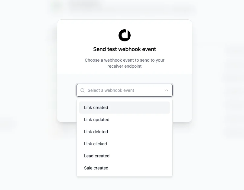 Send Test Event Modal