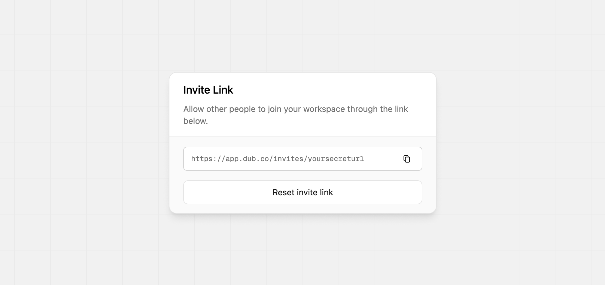 The Invite link modal in Dub
