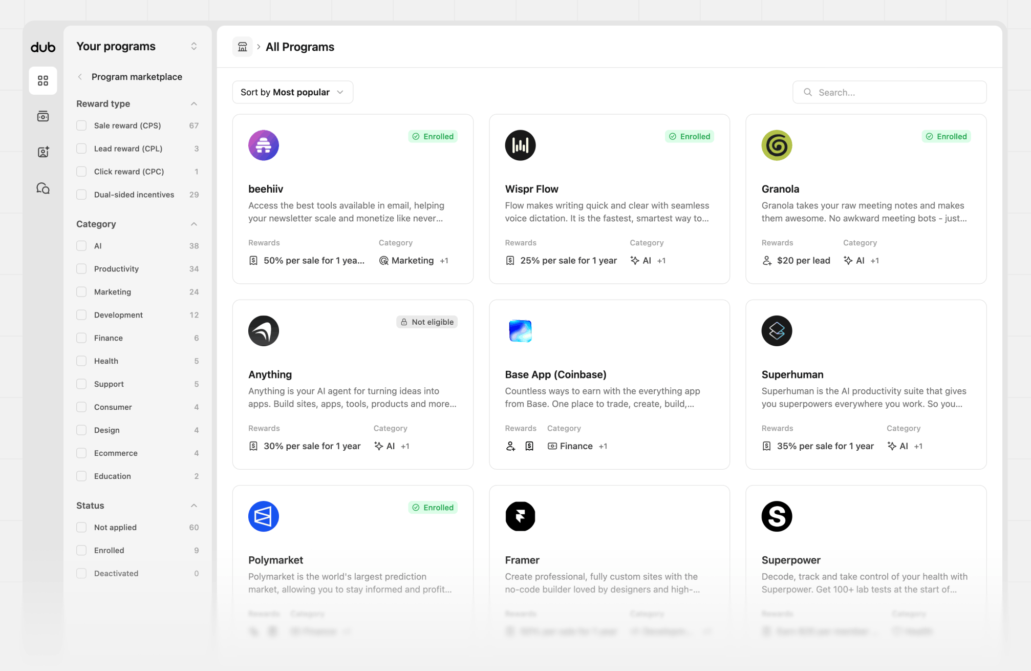 All available programs
