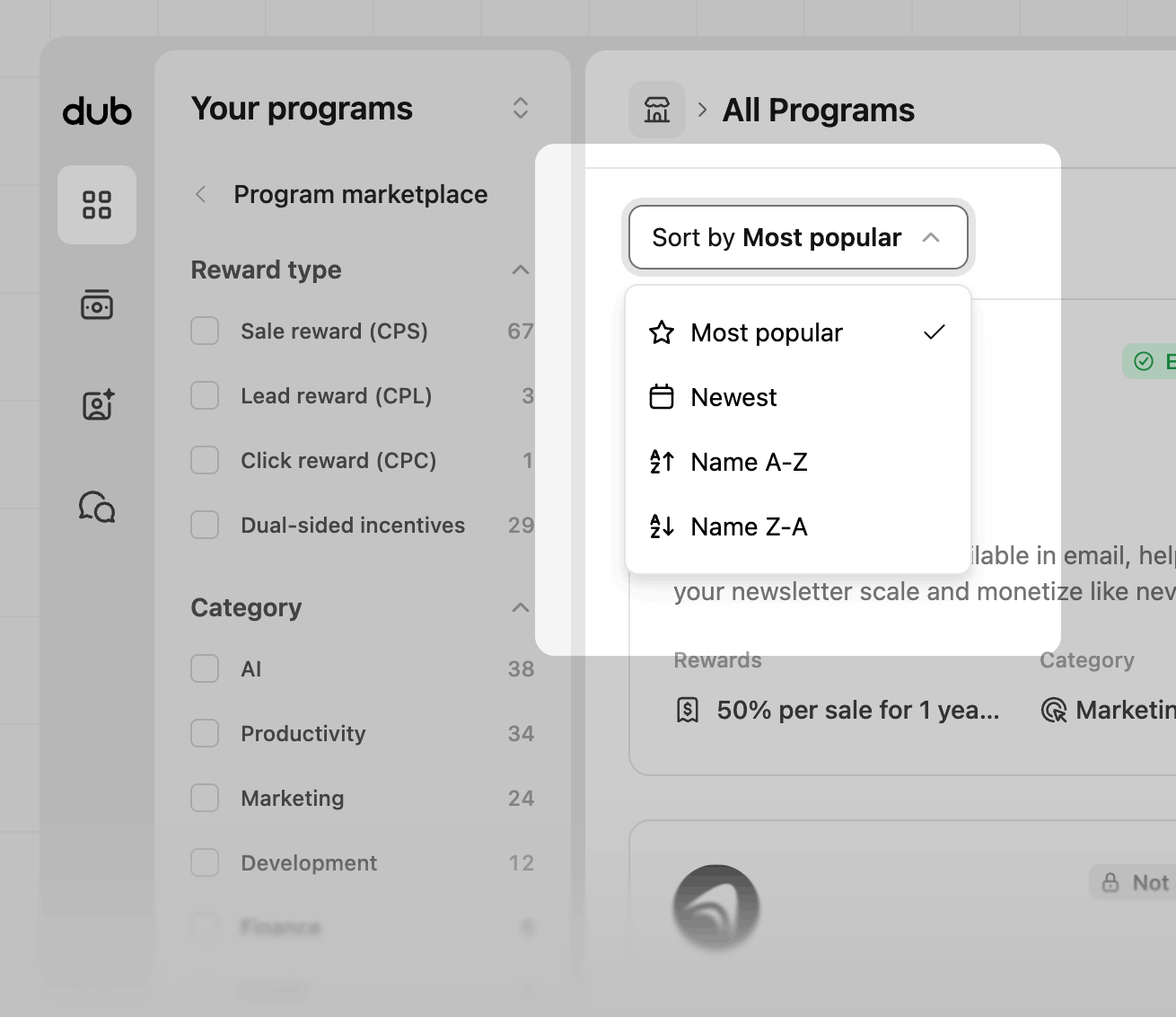 Marketplace sorting