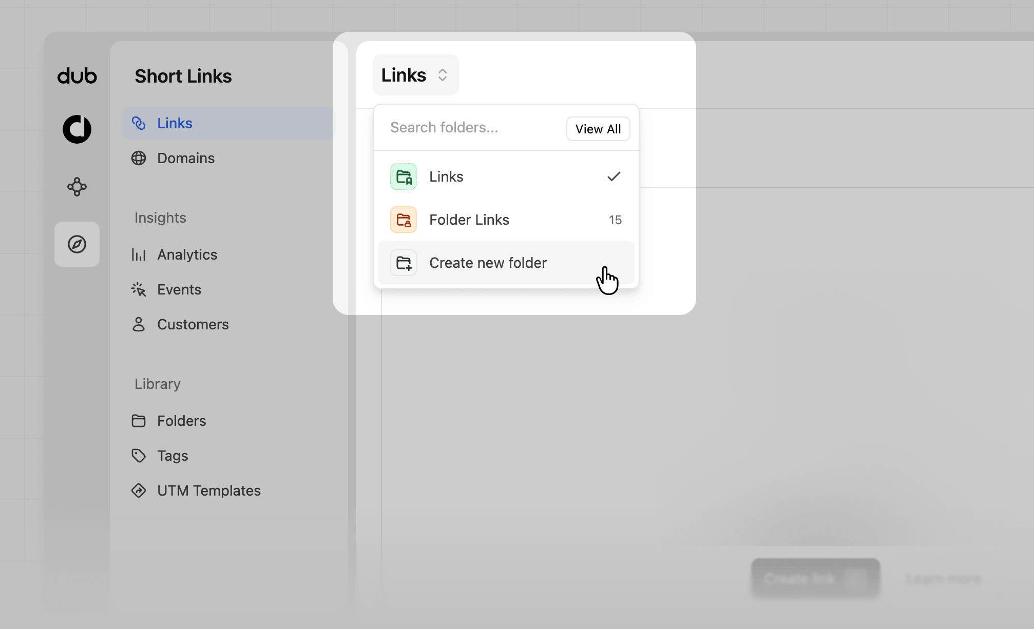 New folder links dashboard