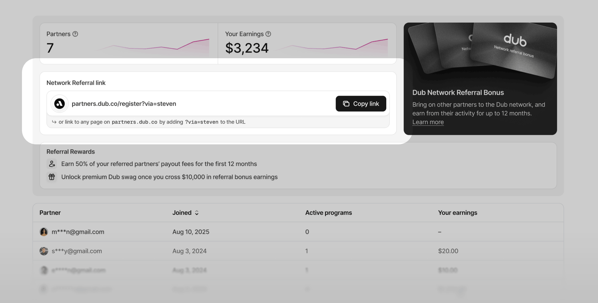 Network referral link